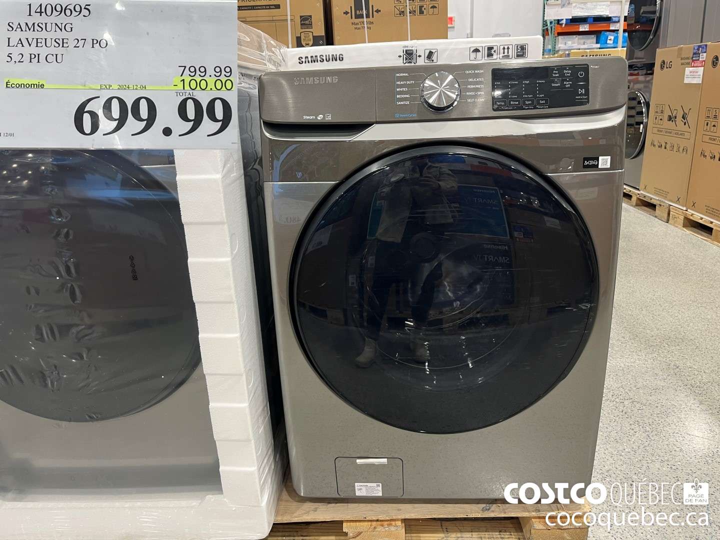 1409695 SAMSUNG LAVEUSE 27 PO 5.2 PI CU  ($50.00 INSTANT SAVINGS EXPIRES ON 2024-12-04) $699.99