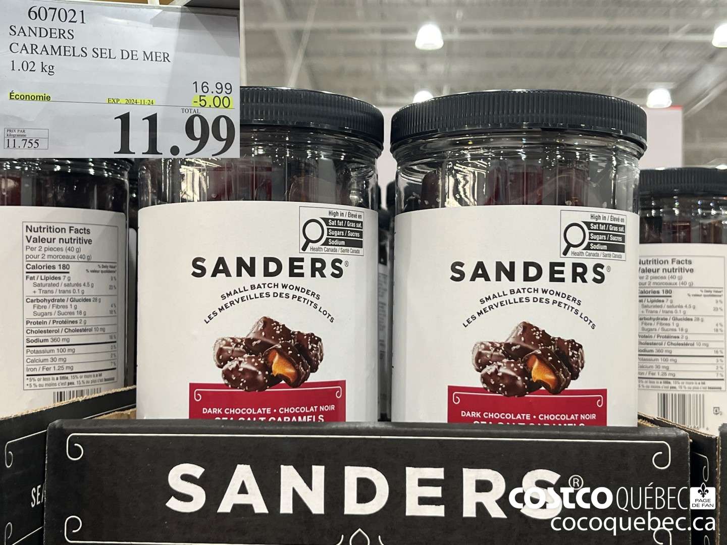 607021 SANDERS CARAMELS SEL DE MER 1.02 kg ($5.00 INSTANT SAVINGS EXPIRES ON 2024-11-24) $11.99