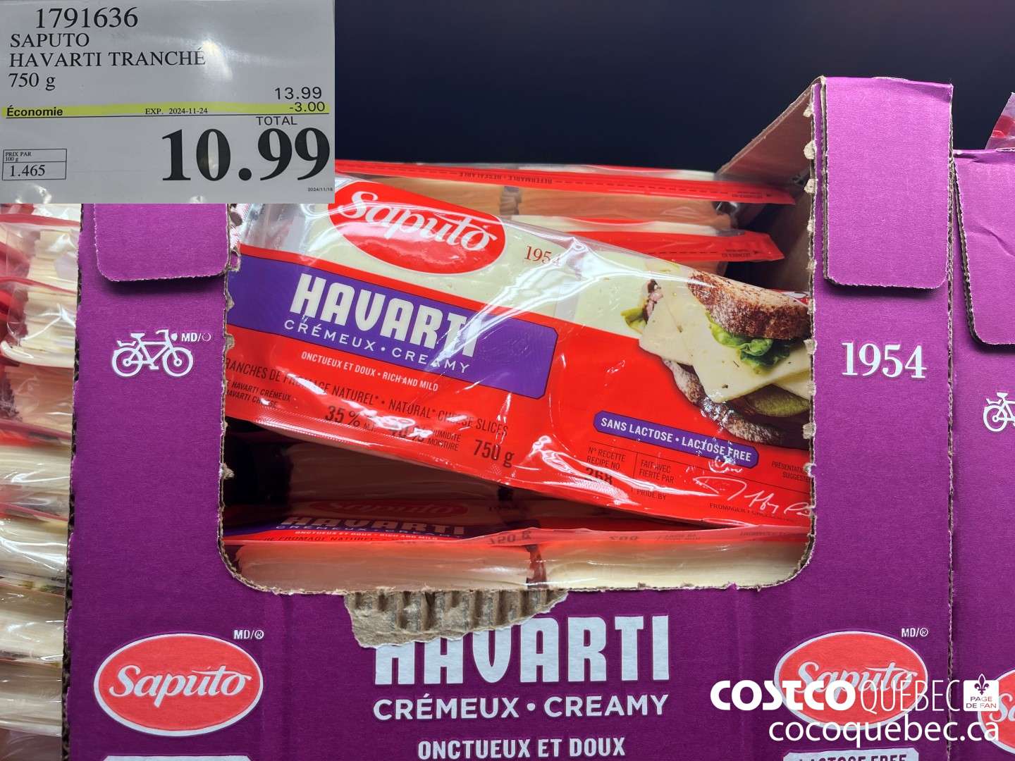 1791636 SAPUTO HAVARTI TRANCHE  ($3.00 INSTANT SAVINGS EXPIRES ON 2024-11-24) $10.99