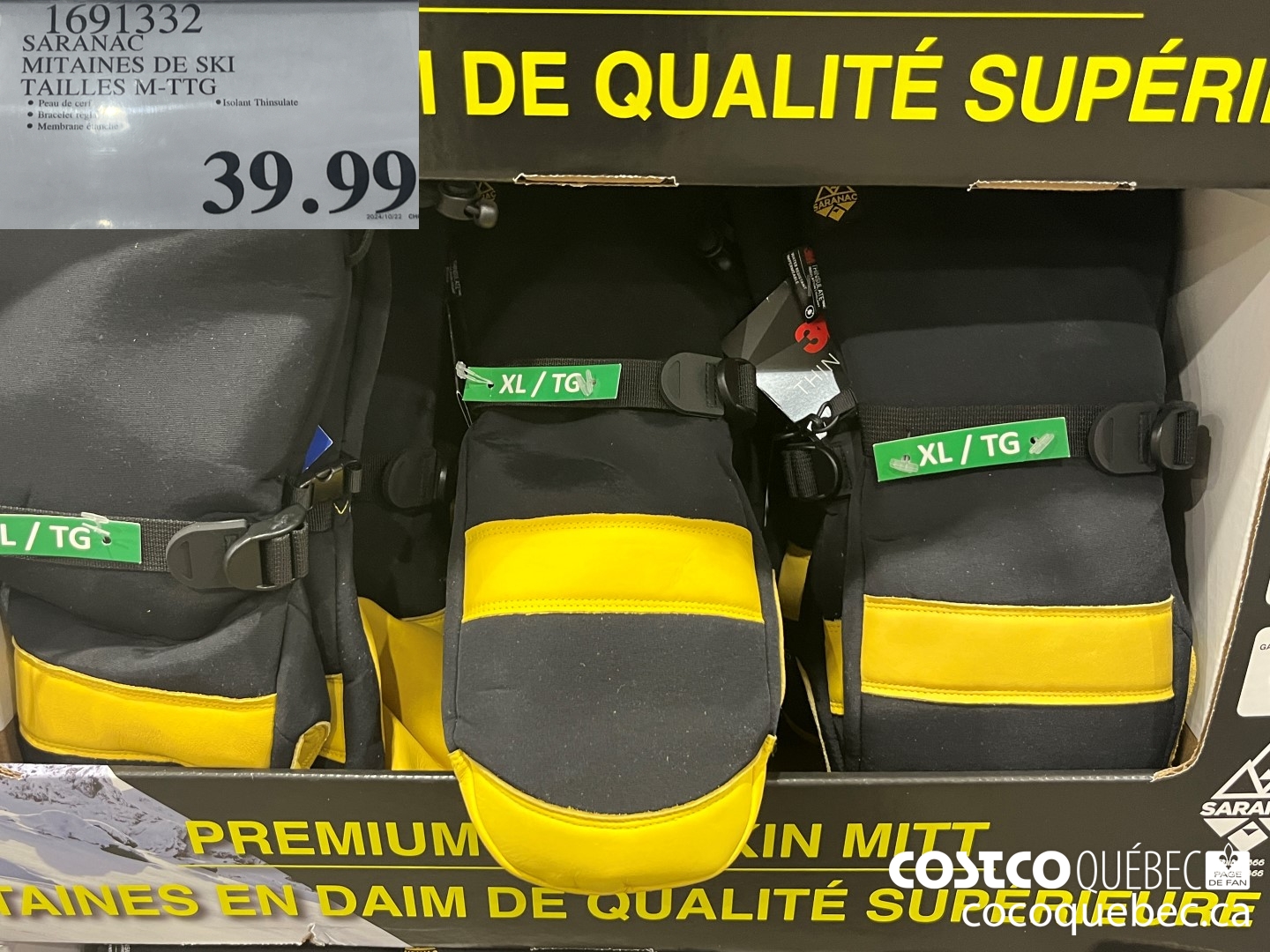 1691332 SARANAC MITAINES DE SKI TAILLES M-TTG  $39.99