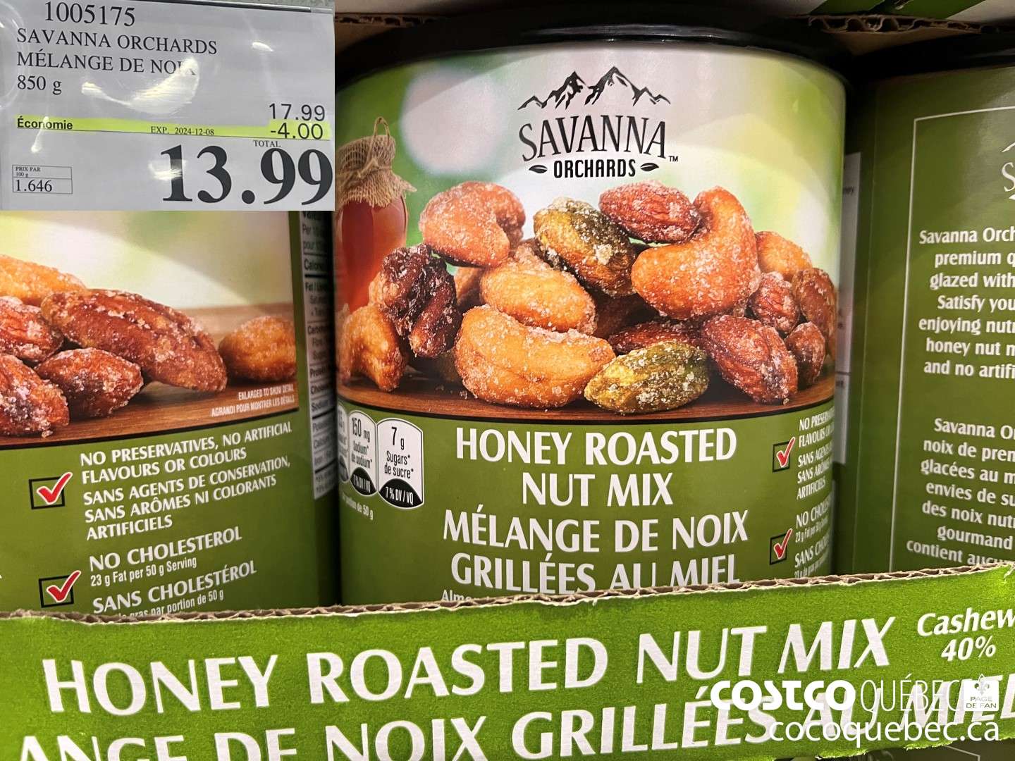 1005175 SAVANNA ORCHARDS MELANGE DE NOIX 850 g ($4.00 INSTANT SAVINGS EXPIRES ON 2024-12-08) $13.99