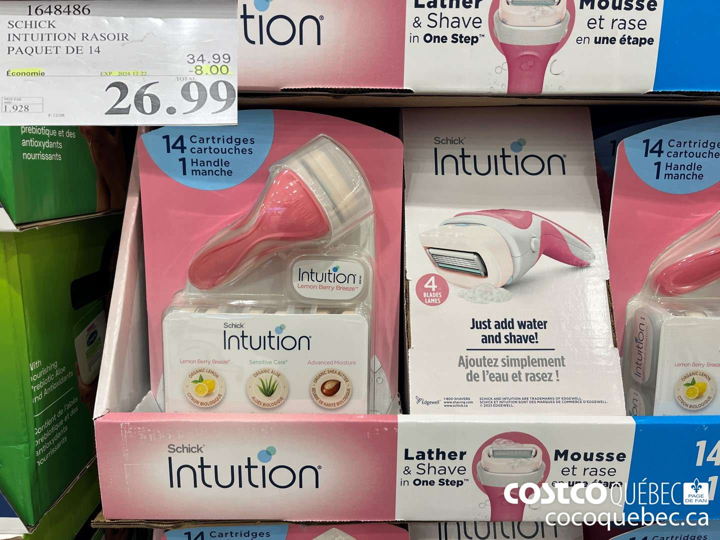 1648486 SCHICK INTUITION 14 CARTOUCHES + RASOIR ($8.00 INSTANT SAVINGS EXPIRES ON 2024-12-22) $26.99