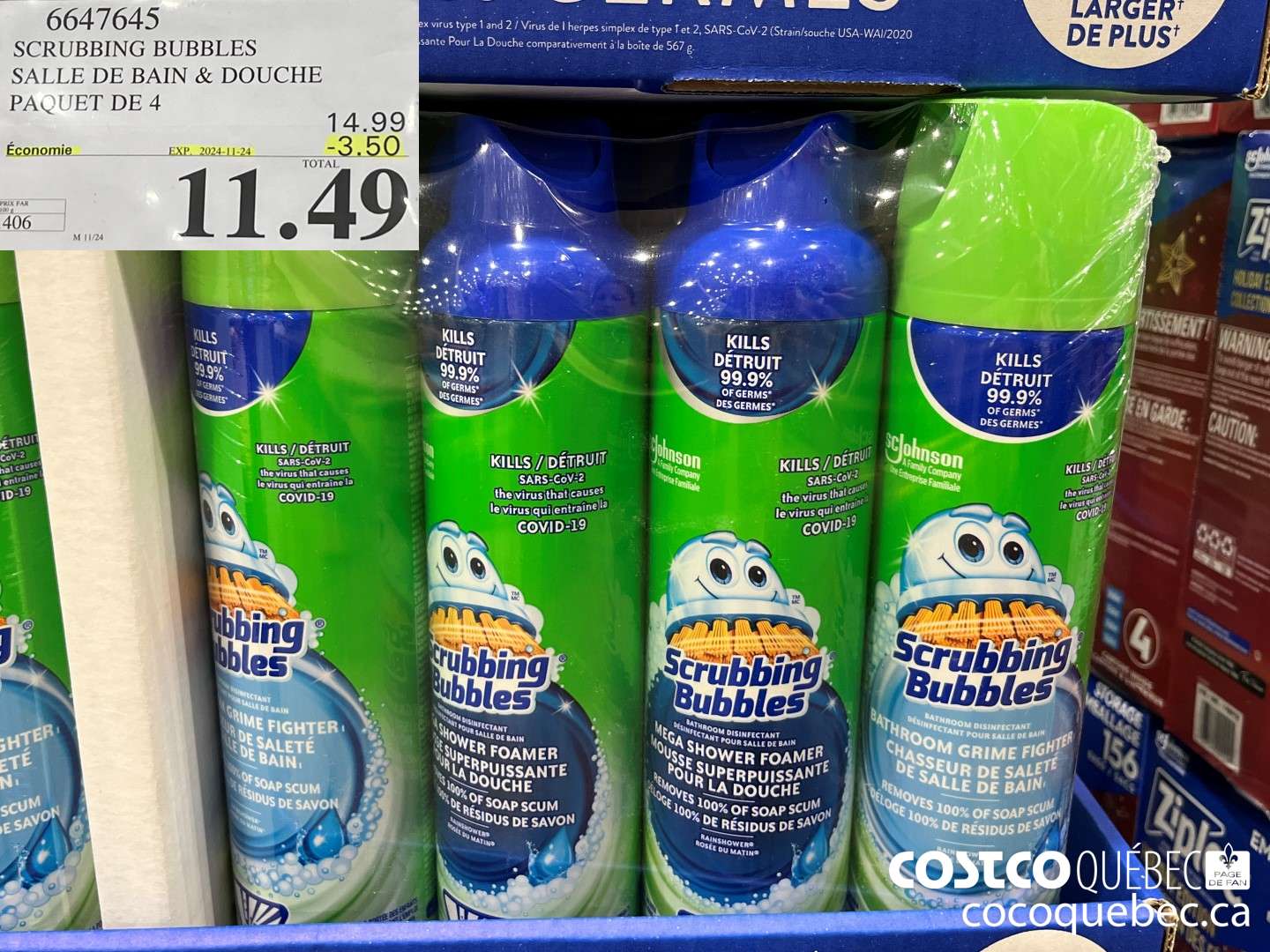 6647645 SCRUBBING BUBBLES SALLE DE BAIN & DOUCHE PAQUET DE 4 ($3.50 INSTANT SAVINGS EXPIRES ON 2024-11-24) $11.49