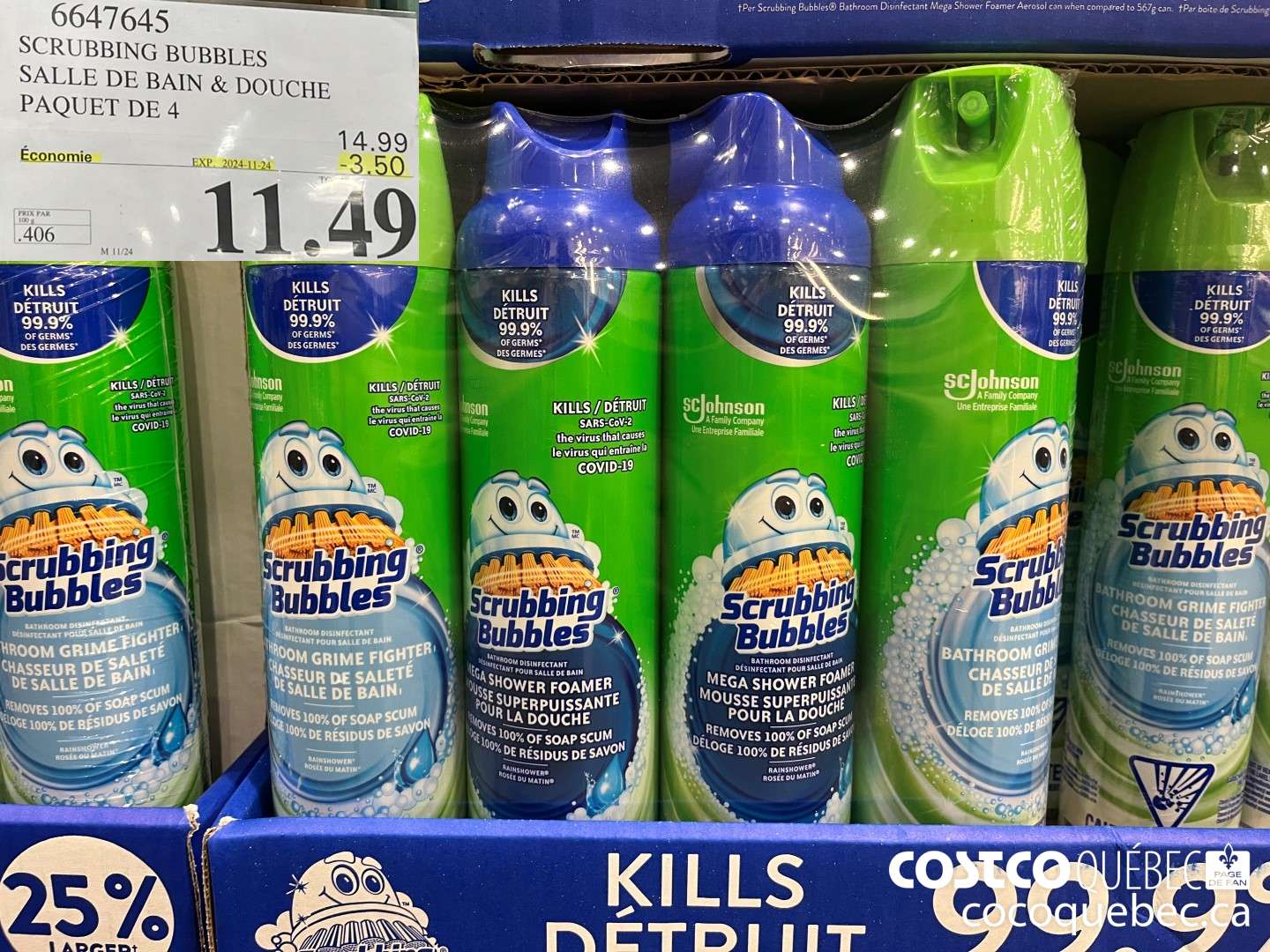 6647645 SCRUBBING BUBBLES SALLE DE BAIN & DOUCHE PAQUET DE 4 ($3.50 INSTANT SAVINGS EXPIRES ON 2024-11-24) $11.49