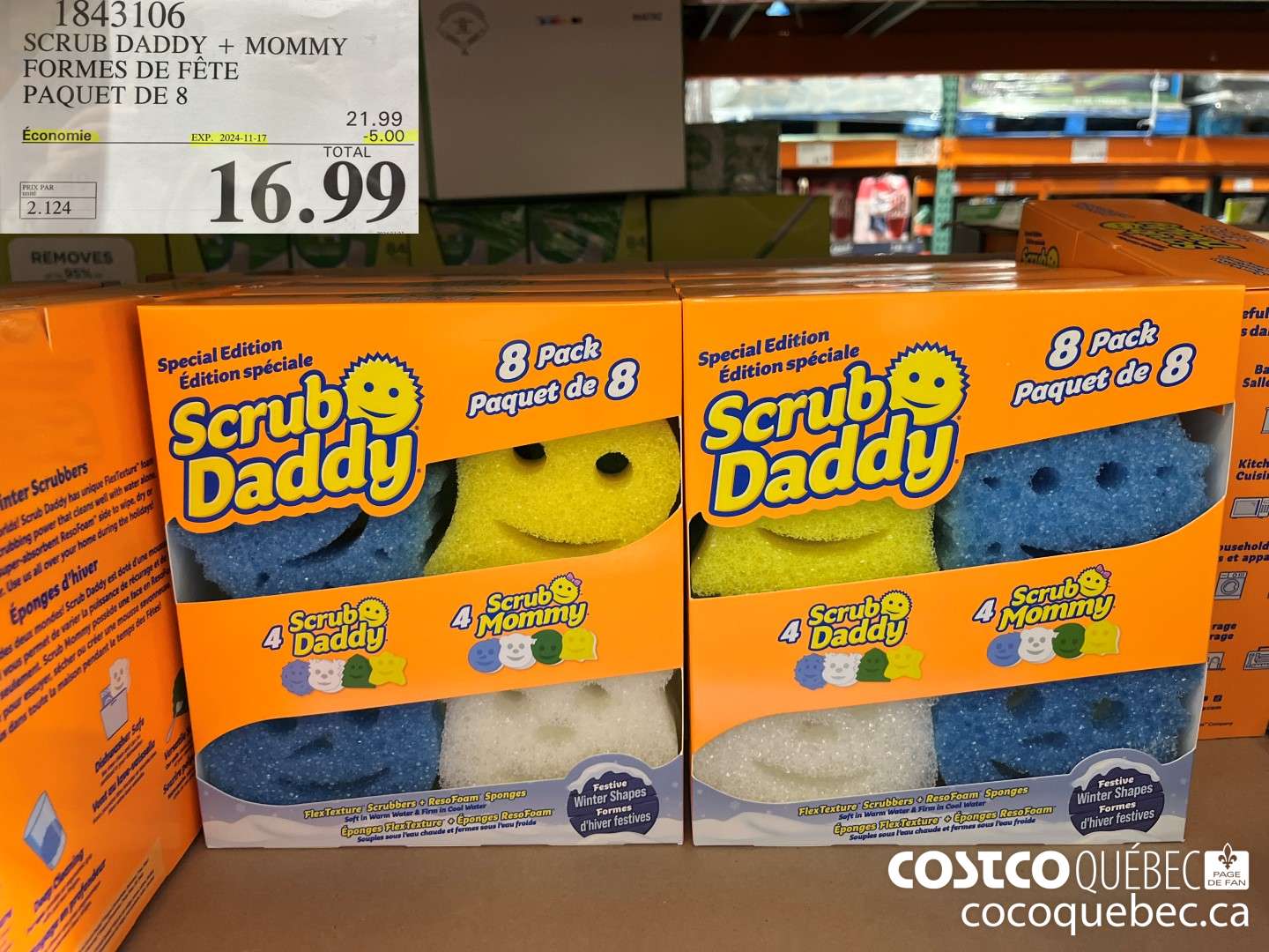 1843106 SCRUB DADDY + MOMMY FORMES DE FETE PAQUET DE 8  ($5.00 INSTANT SAVINGS EXPIRES ON 2024-11-17) $16.99