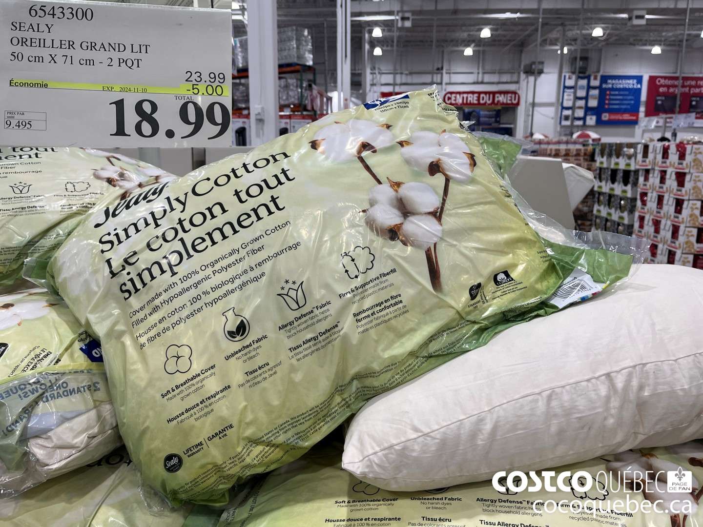 6543300 SEALY OREILLER GRAND LIT 50cm X 71 Cm -2 PQT  ($5.00 INSTANT SAVINGS EXPIRES ON 2024-11-10) $18.99