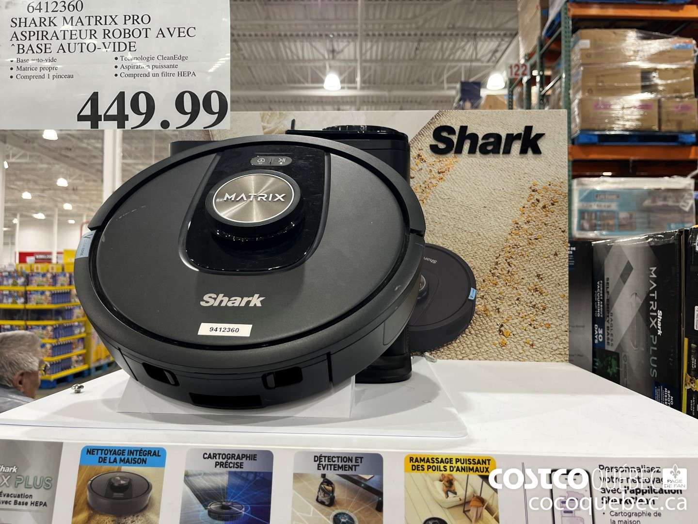 6412360 SHARK MATRIX PRO ASPIRATEUR ROBOT AVEC “BASE AUTO-VIDE  $449.99