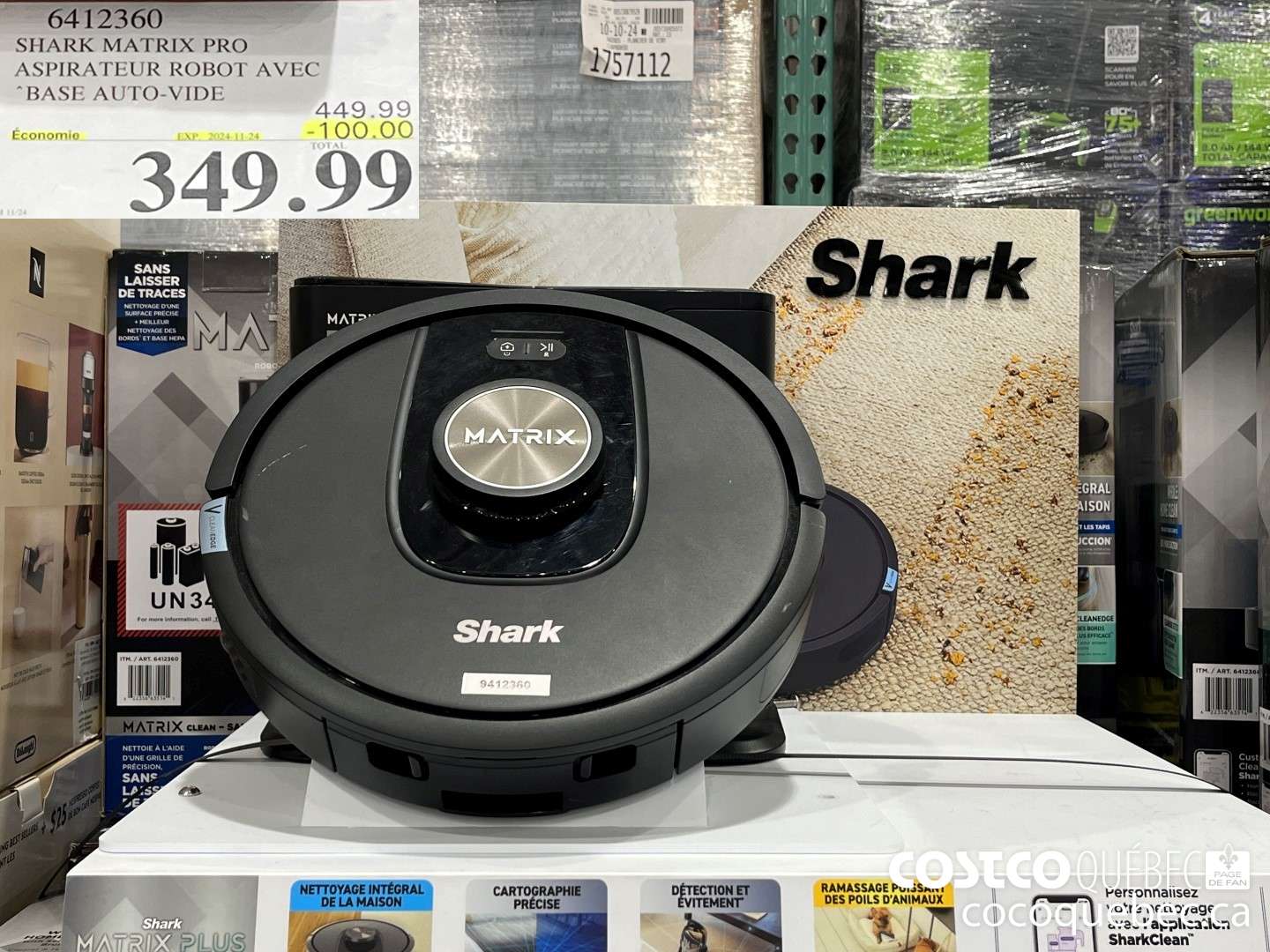 6412360 SHARK MATRIX PRO ASPIRATEUR ROBOT AVEC “BASE AUTO-VIDE  ($100.00 INSTANT SAVINGS EXPIRES ON 2024-11-24) $349.99