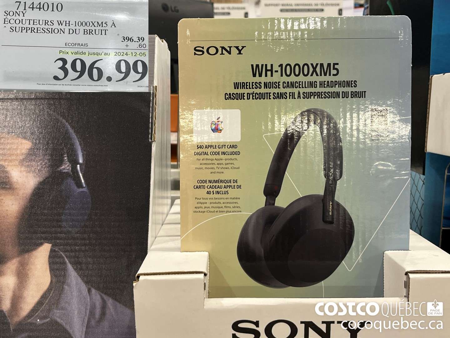 7144010 SONY ECOUTEURS WH-l1000XM5 SUPPRESSION DU BRUIT  (EXPIRES ON 2024-12-05) $396.99