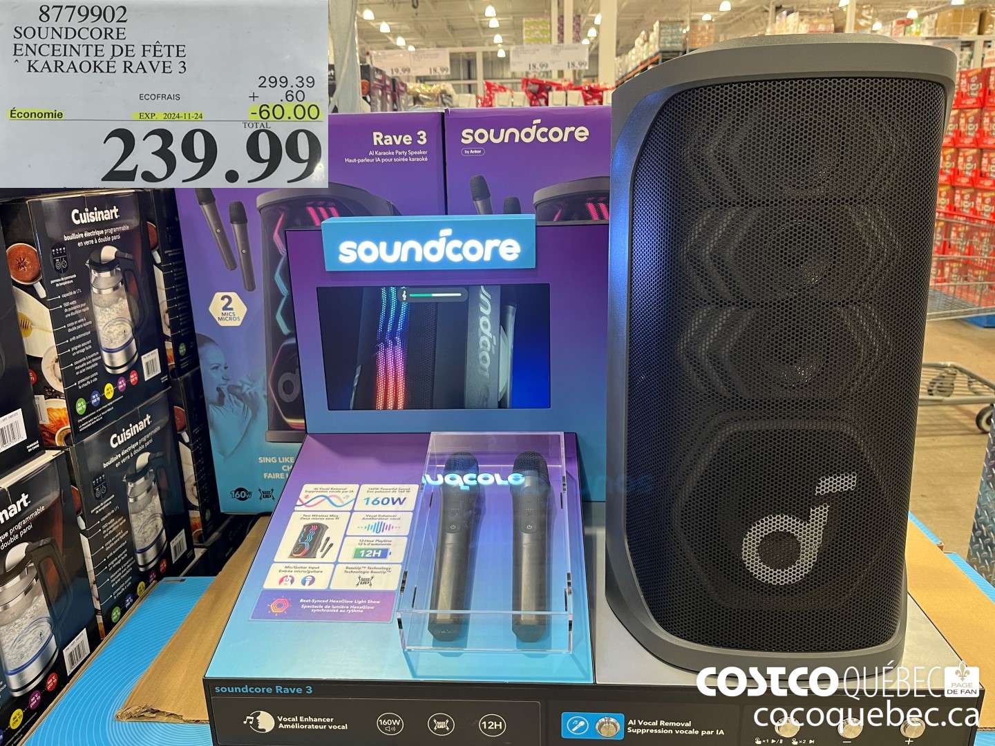 8779902 SOUNDCORE _ ENCEINTE DE FETE * KARAOKE RAVE 3  ($60.00 INSTANT SAVINGS EXPIRES ON 2024-11-24) $239.99