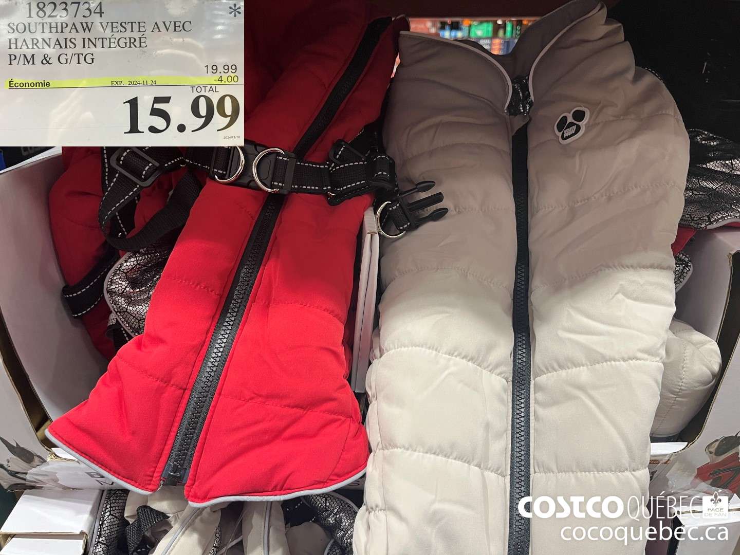 1823734 SOUTHPAW VESTE AVEC HARNAIS INTEGRE P/M & G/TG  ($4.00 INSTANT SAVINGS EXPIRES ON 2024-11-24) $15.99