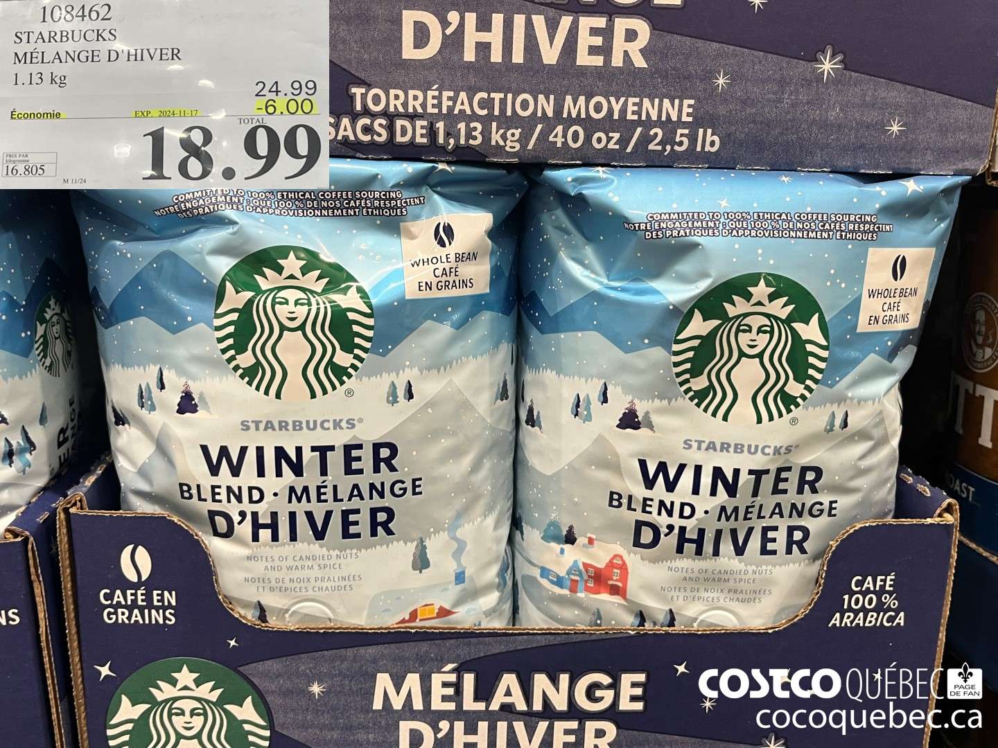 108462 STARBUCKS MELANGE D'HIVER  ($6.00 INSTANT SAVINGS EXPIRES ON 2024-11-17) $18.99