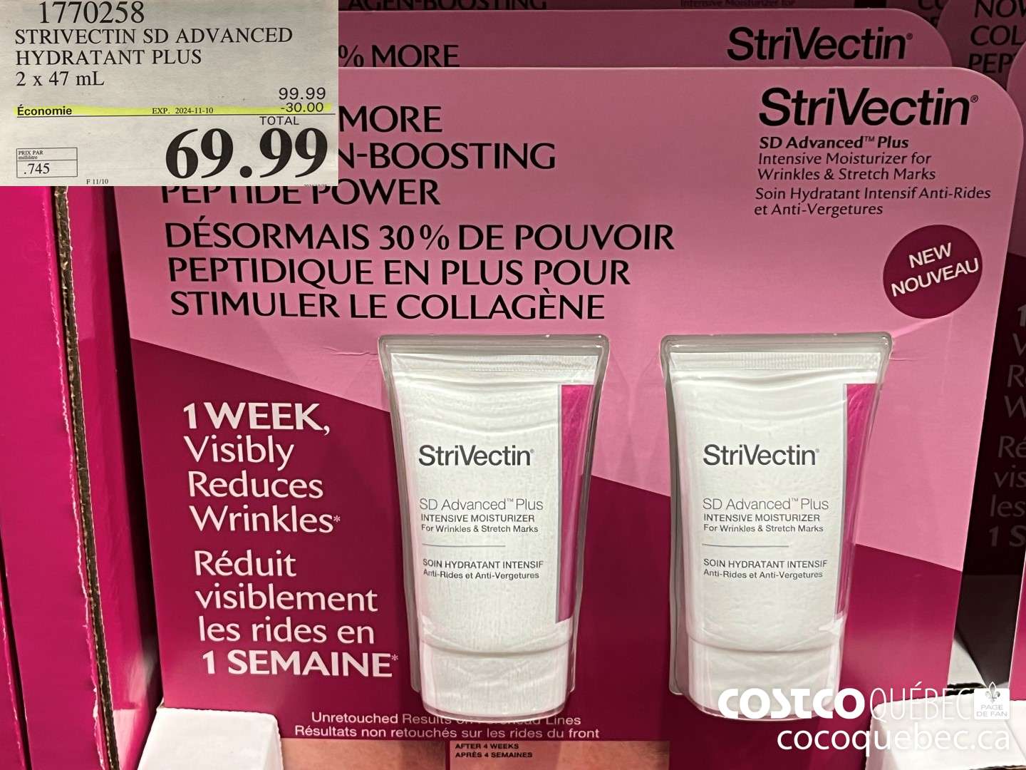 1770258 STRIVECTIN SD ADVANCED HYDRATANT PLUS 2x47 mL  ($30.00 INSTANT SAVINGS EXPIRES ON 2024-11-10) $69.99