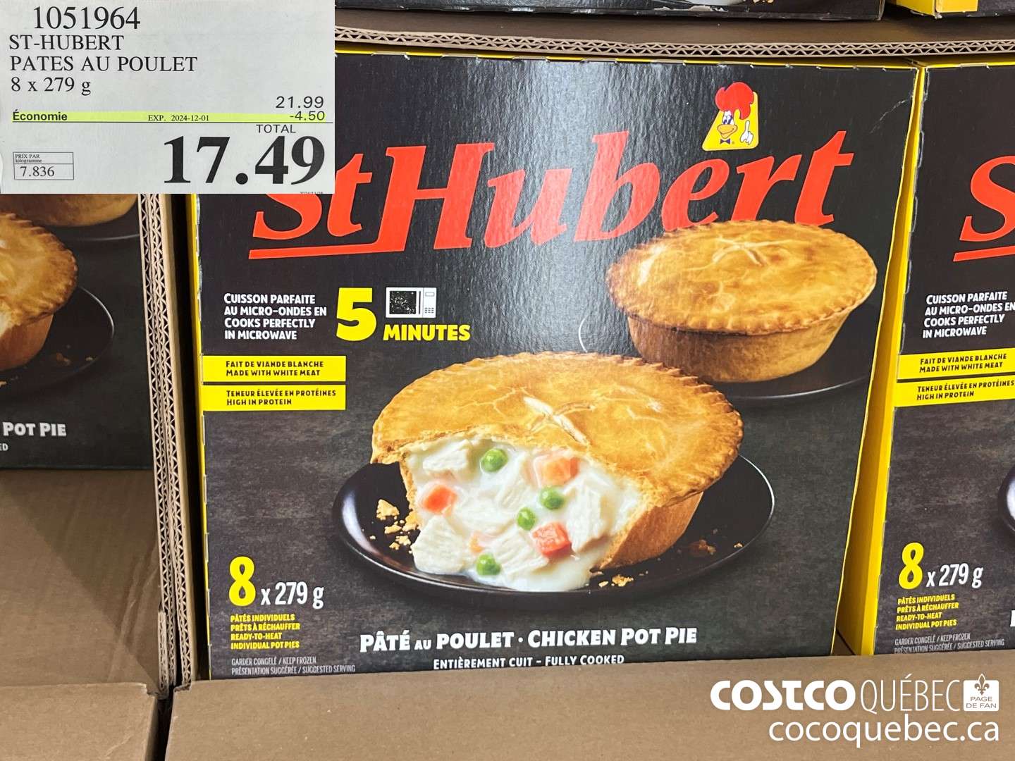 1051964 ST HUBERT PATES AU POULET  ($4.50 INSTANT SAVINGS EXPIRES ON 2024-12-01) $17.49