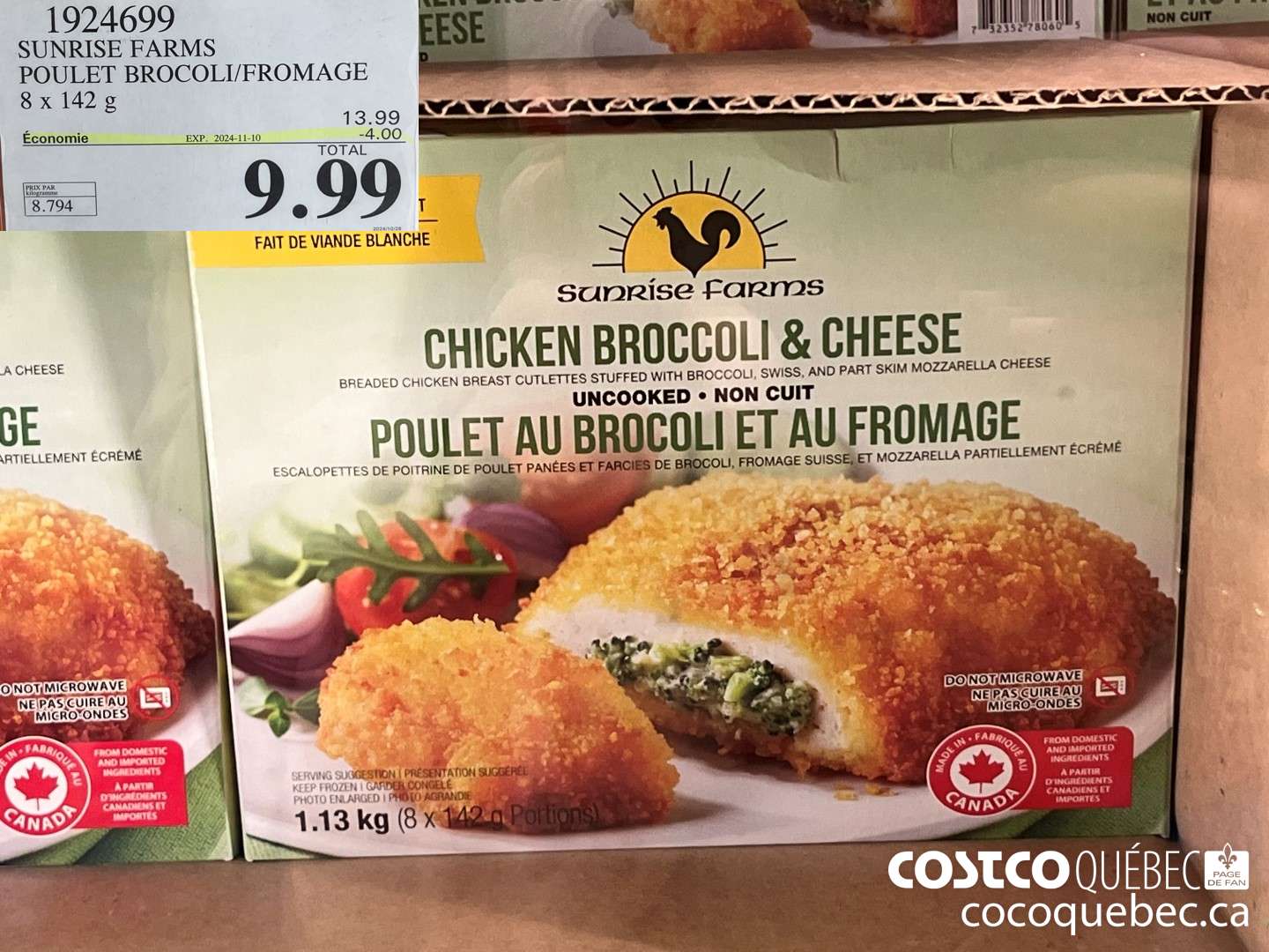 1924699 SUNRISE FARMS POULET BROCOLI/FROMAGE  ($4.00 INSTANT SAVINGS EXPIRES ON 2024-11-10) $9.99