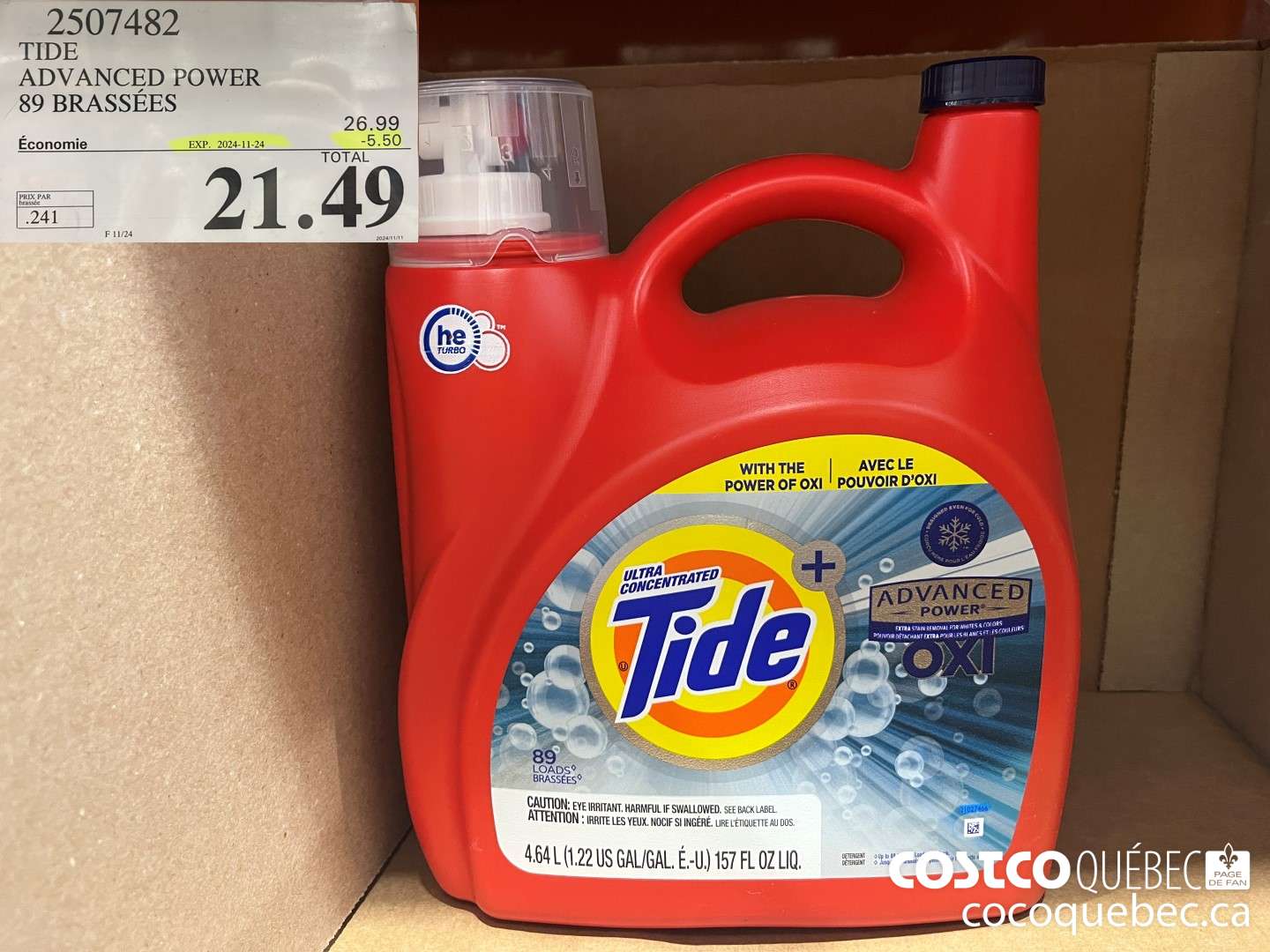 2507482 TIDE ADVANCED POWER 89 BRASSEES  ($5.50 INSTANT SAVINGS EXPIRES ON 2024-11-24) $21.49