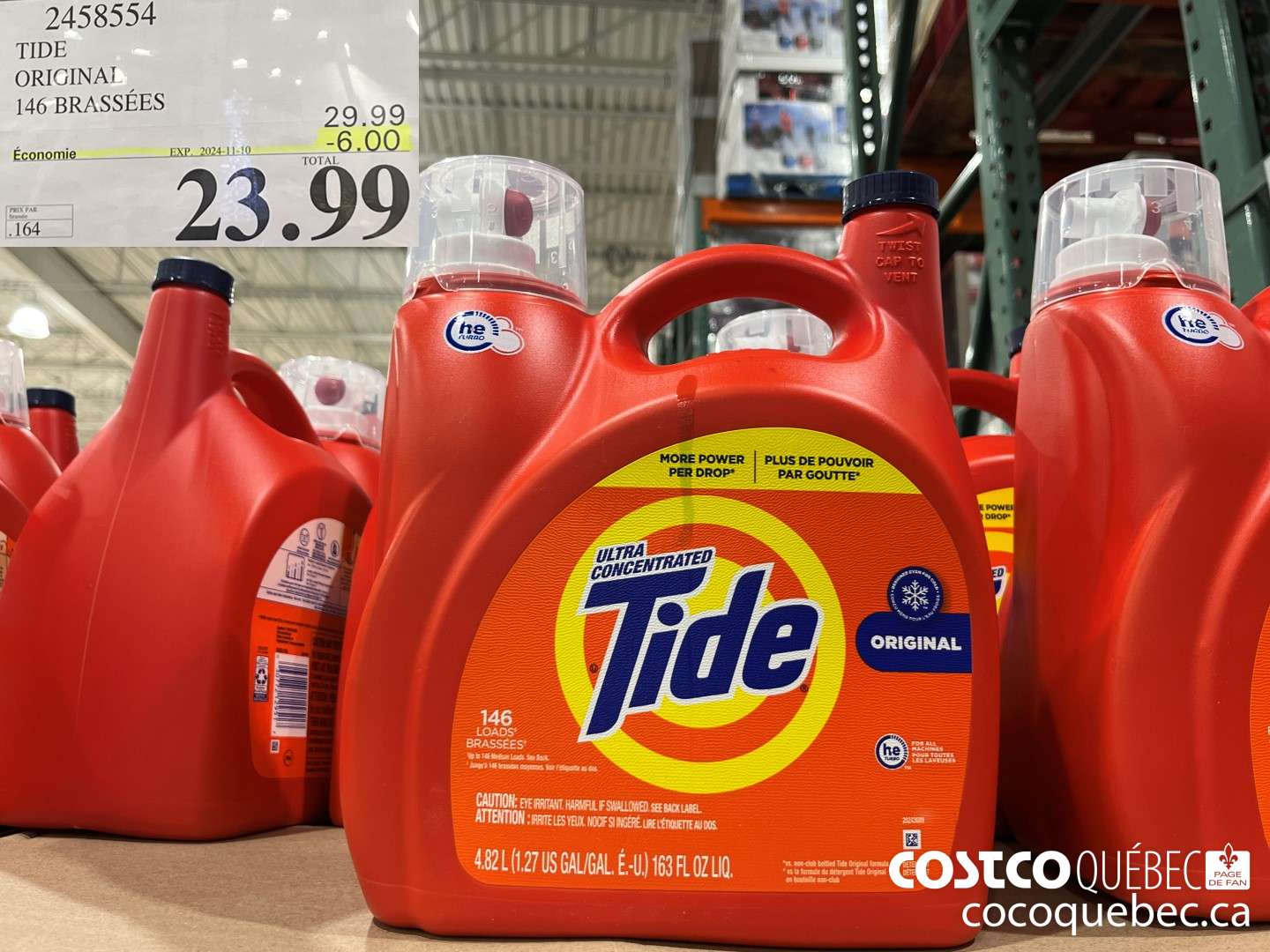 2458554 TIDE ORIGINAL 146 BRASSEES  ($6.00 INSTANT SAVINGS EXPIRES ON 2024-11-10) $23.99