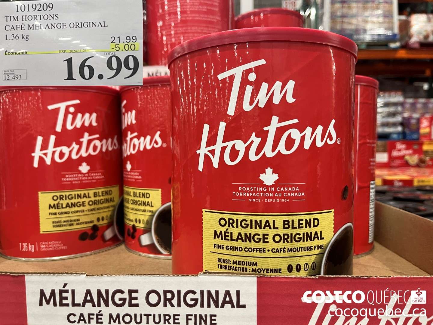 1019209 TIM HORTONS CAFE MELANGE ORIGINAL  ($5.00 INSTANT SAVINGS EXPIRES ON 2024-11-24) $16.99