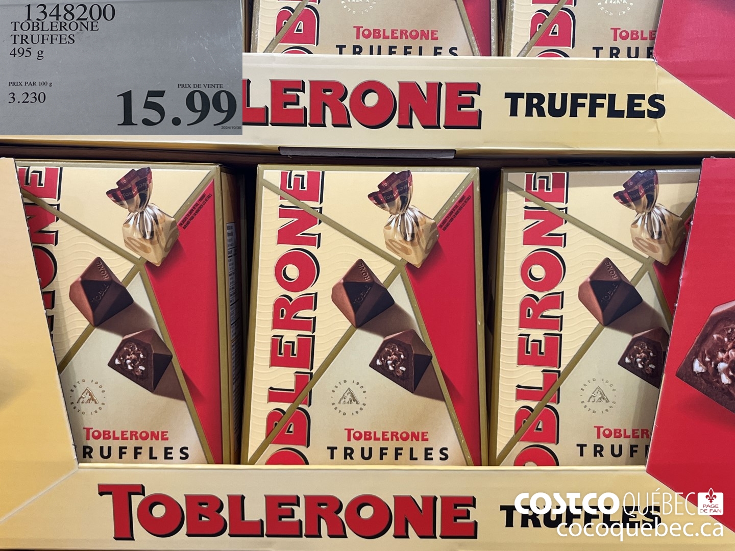 1348200 TOBLERONE TRUFFES 495 g  $15.99