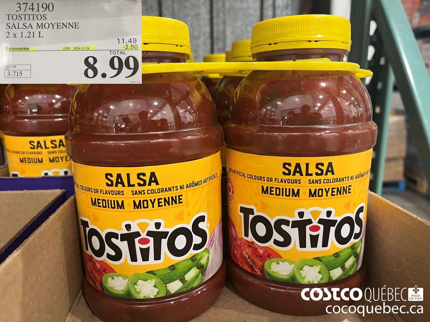 374190 TOSTITOS SALSA MOYENNE  ($2.50 INSTANT SAVINGS EXPIRES ON 2024-11-24) $8.99