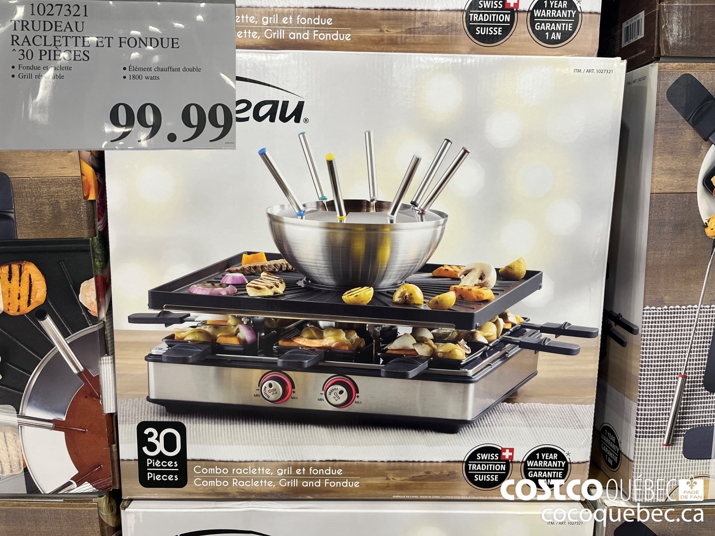 1027321 TRUDEAU ENSEMBLE 30 PIECES RACLETTE ET FONDUE $99.99