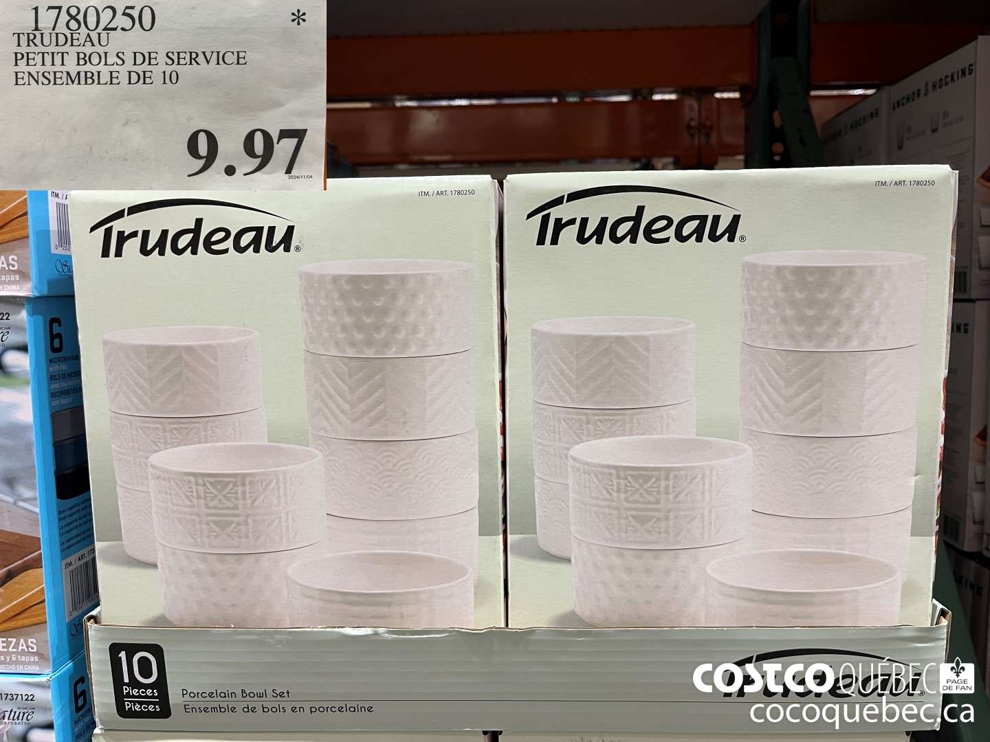 1780250 TRUDEAU PETIT BOLS DE SERVICE ENSEMBLE DE 10  $9.97