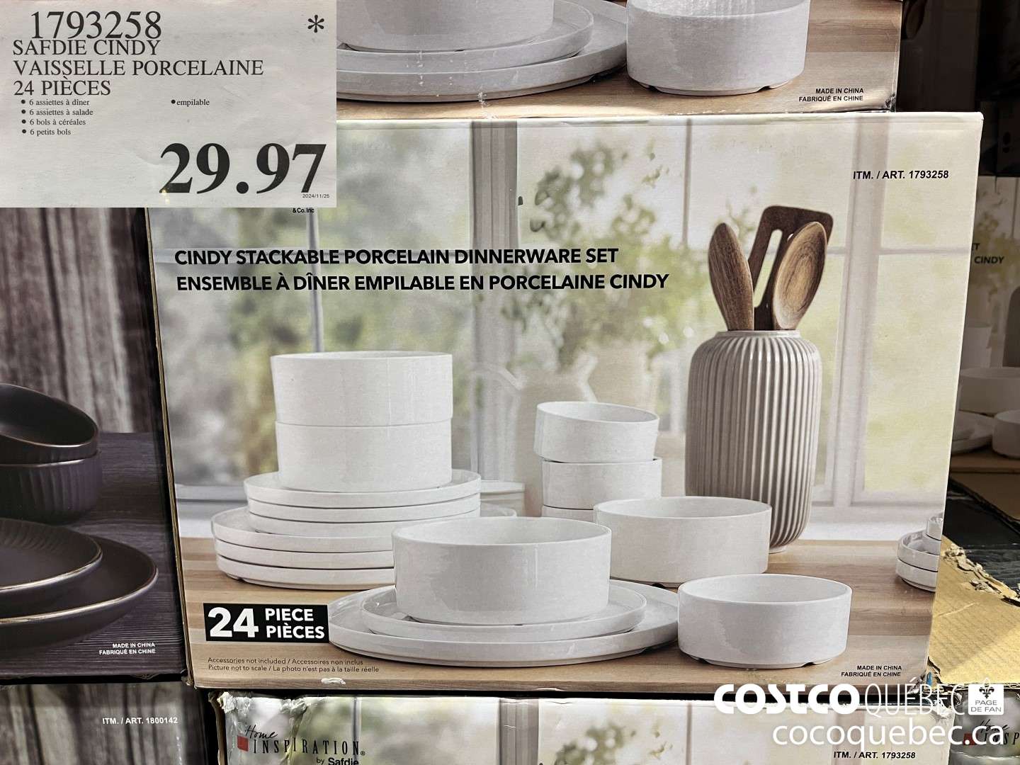 1793258 VAISSELLE PORCELAIN 24 PIECES  $29.97