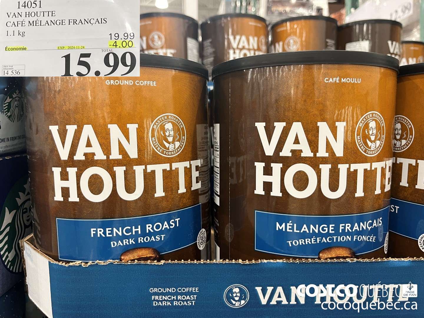 14051 VAN HOUTTE CAFE MELANGE FRANCAIS 1.1 kg  ($4.00 INSTANT SAVINGS EXPIRES ON 2024-11-24) $15.99