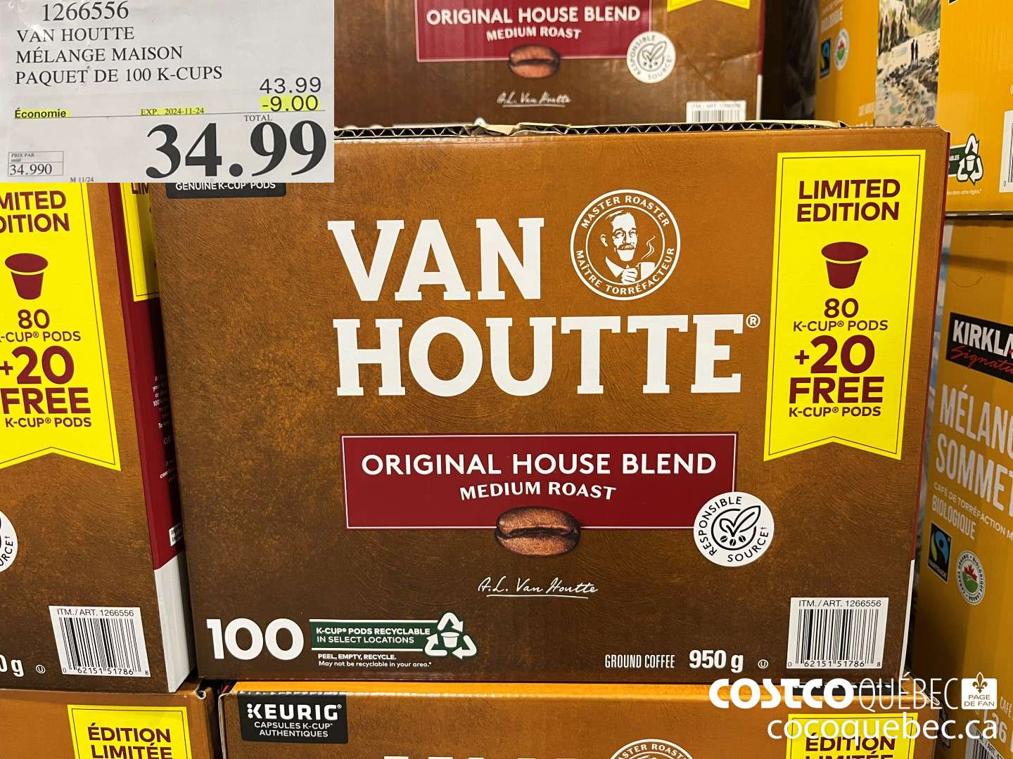 1266556 VAN HOUTTE MELANGE MAISON PAQUET DE 100 K-CUPS  ($9.00 INSTANT SAVINGS EXPIRES ON 2024-11-24) $34.99