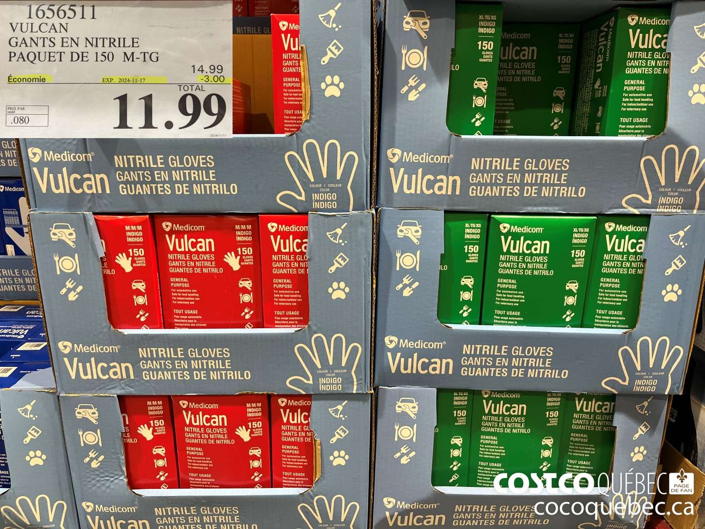1656511 VULCAN GANTS EN NITRILE PAQUET DE 150 M-TG  ($3.00 INSTANT SAVINGS EXPIRES ON 2024-11-17) $11.99