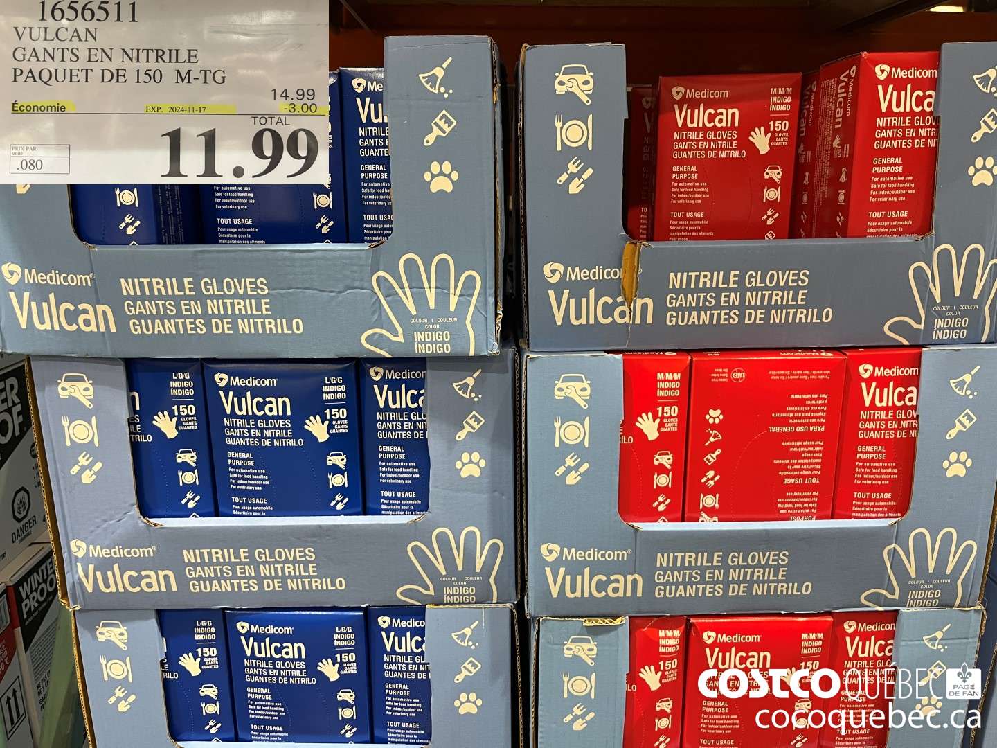 1656511 VULCAN GANTS EN NITRILE PAQUET DE 150 M-TG  ($3.00 INSTANT SAVINGS EXPIRES ON 2024-11-17) $11.99