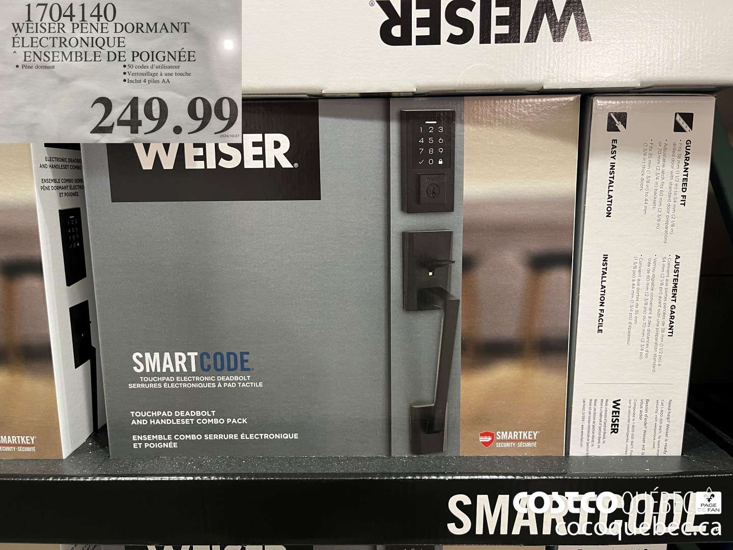 1704140 WEISER PENE DORMANT ELETRONIQUE ENSEMBLE DE POIGNEE $249.99