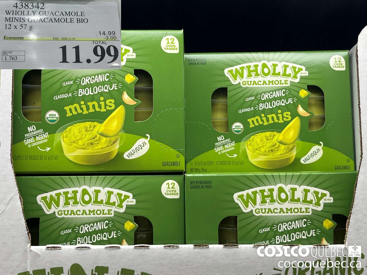 438342 WHOLLY GUACAMOLE MINIS GUACAMOLE BIO ($3.50 INSTANT SAVINGS EXPIRES ON 2024-11-10) $11.99