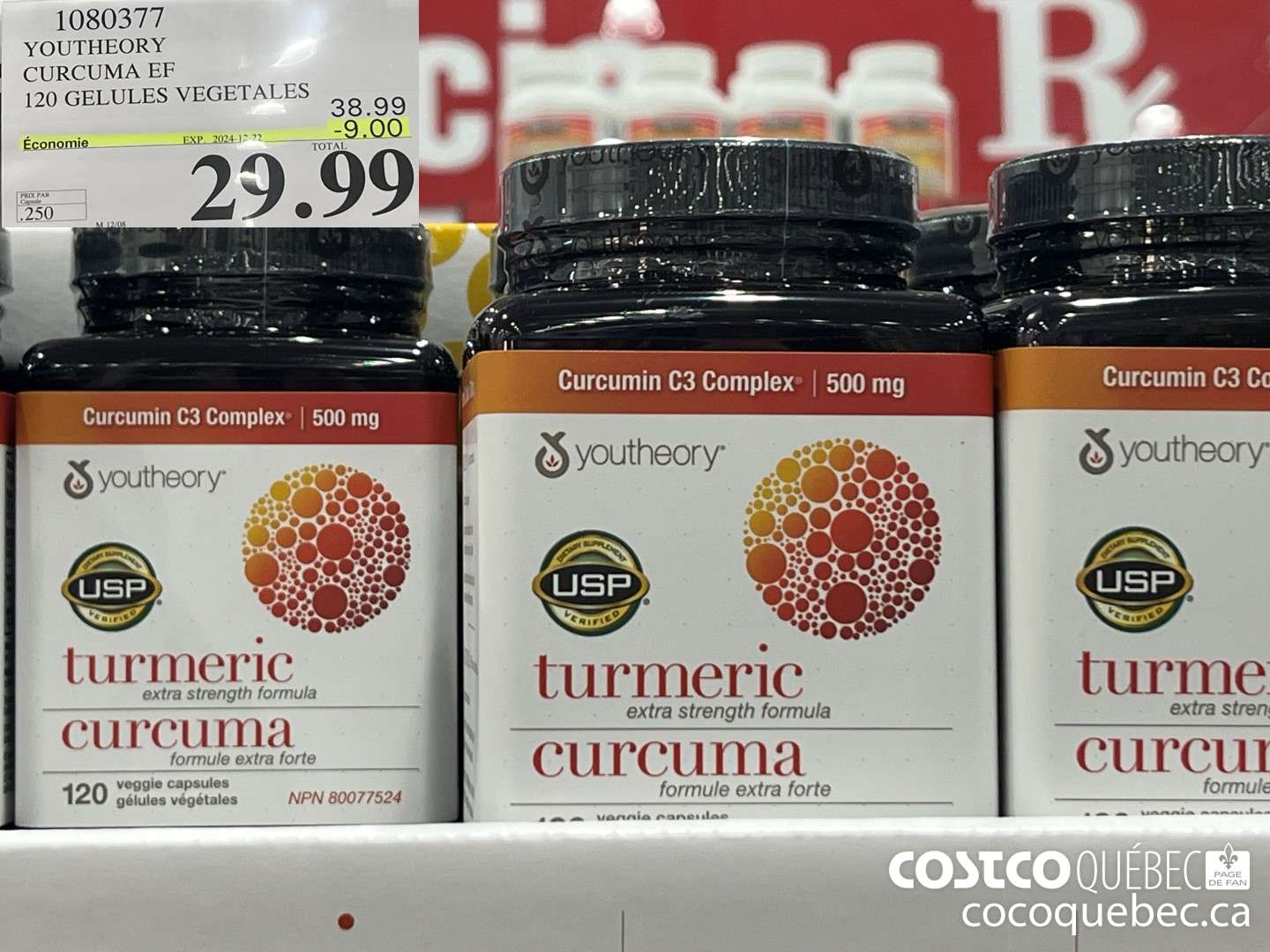 1080377 YOUTHEORY CURCUMA EF 120 GELULES VEGETALES ($9.00 INSTANT SAVINGS EXPIRES ON 2024-12-22) $29.99