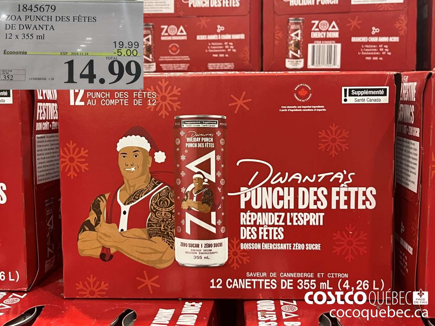 1845679 ZOA PUNCH DES FETES DE DWANTA 12 x 355 ml  ($5.00 INSTANT SAVINGS EXPIRES ON 2024-11-24) $14.99
