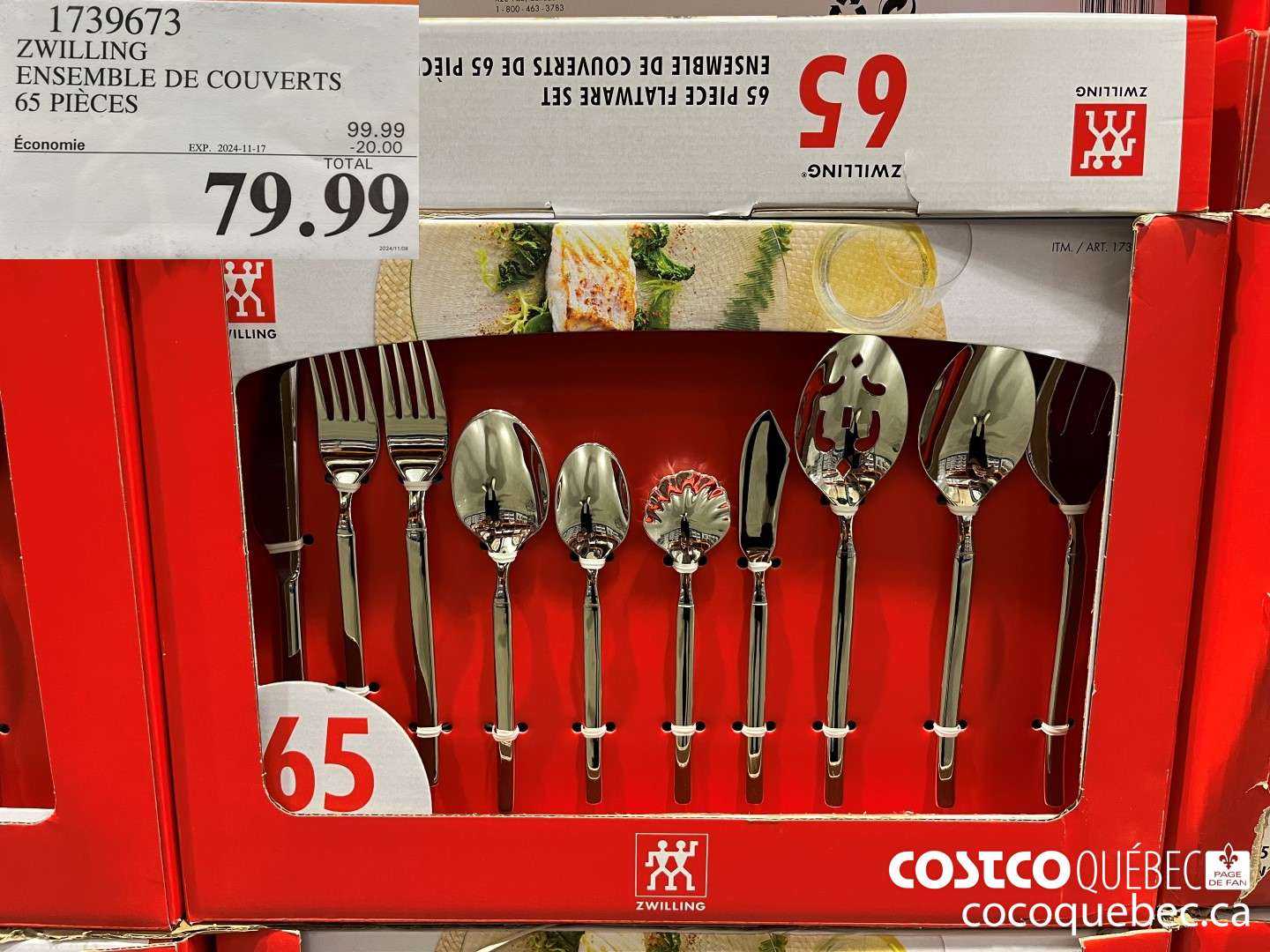 1739673 ZWILLING ENSEMBLE DE COUVERTS 65 PIECES  ($20.00 INSTANT SAVINGS EXPIRES ON 2024-11-17) $79.99