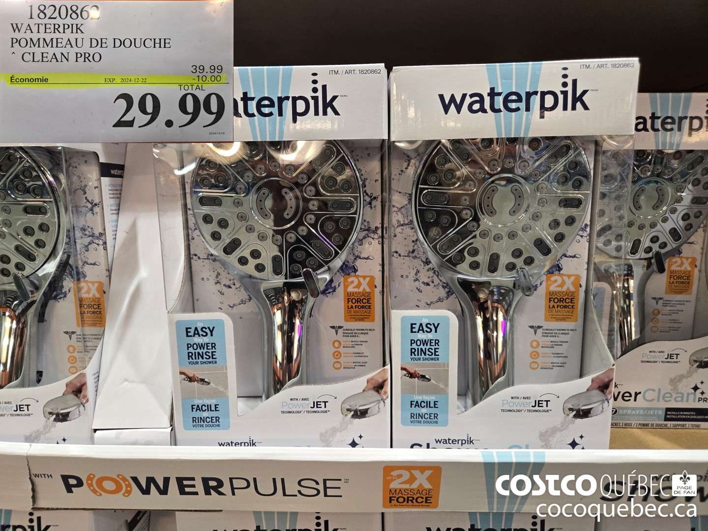 1382086 1820862 WATERPIK POMMEAU DE DOUCHE * CLEAN PRO 2024-12-22 10  ($10.00 INSTANT SAVINGS) $29.99