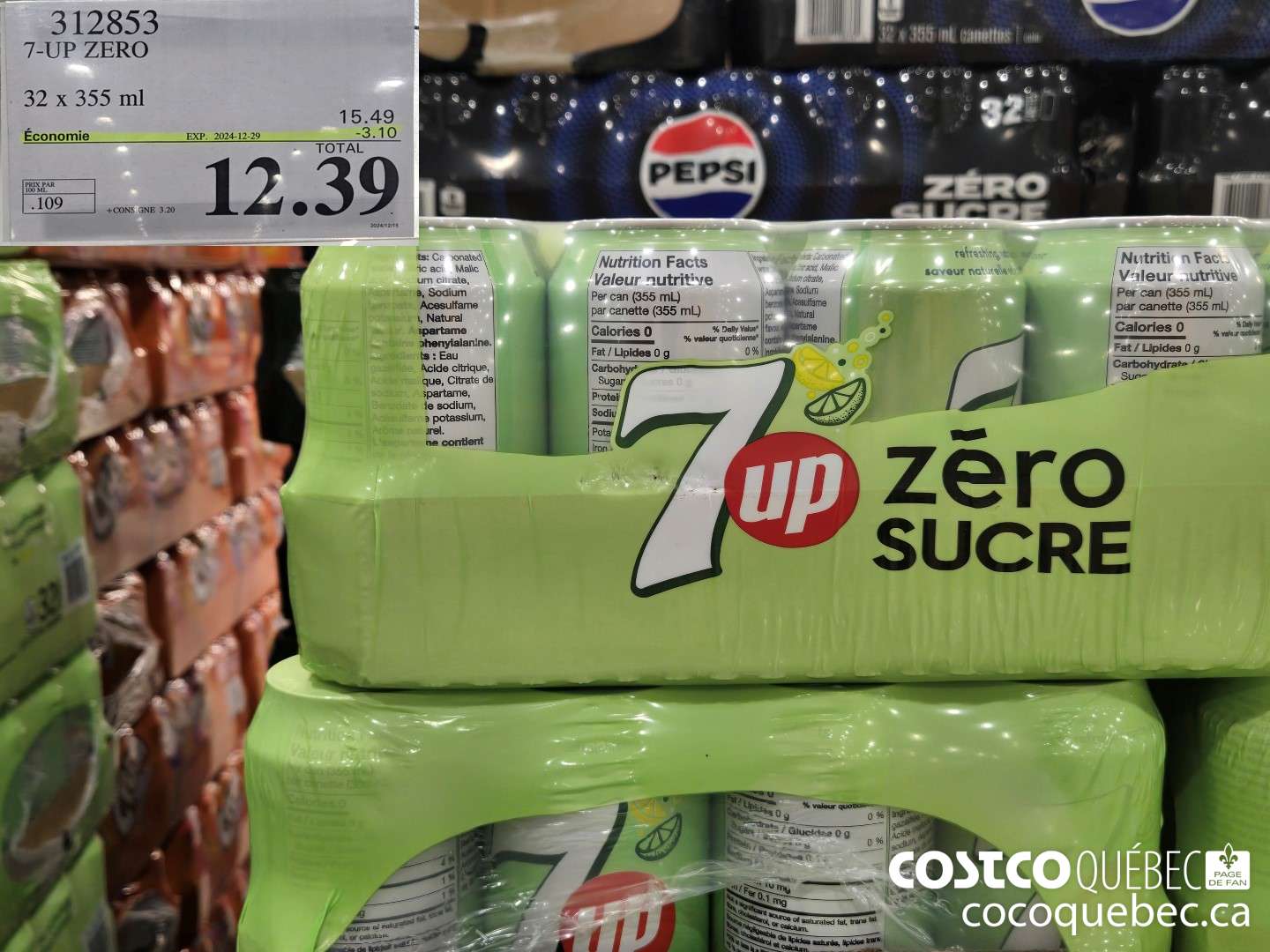 312853 7-UP ZERO 32 x 355 ml ($22.90 INSTANT SAVINGS EXPIRES ON 2024-12-29) $11.59