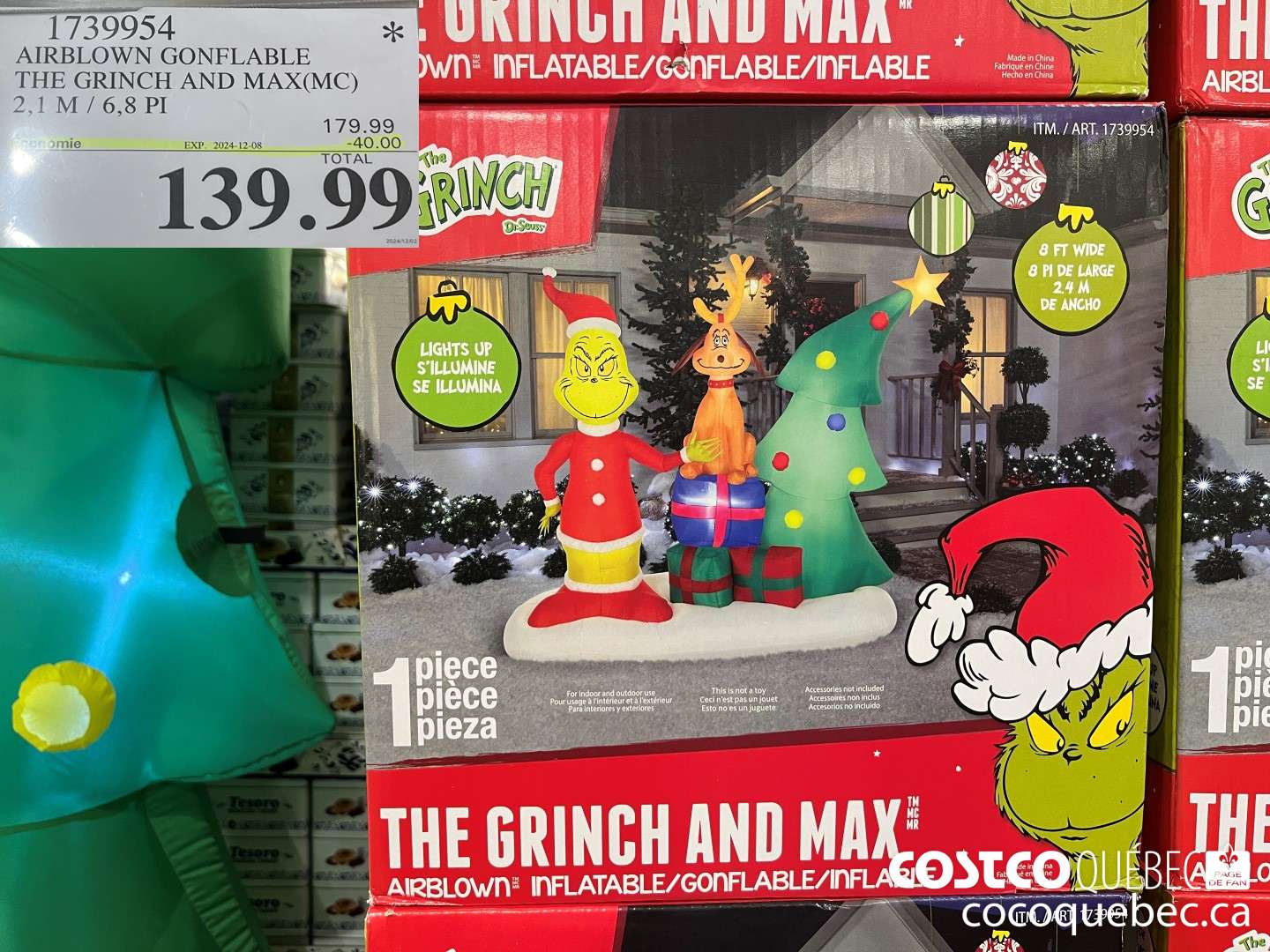 1739954 AIRBLOWN GONFLABLE THE GRINCH AND MAX(MC) 2,1 M / 6,8 Pl  ($40.00 INSTANT SAVINGS EXPIRES ON 2024-12-08) $139.99