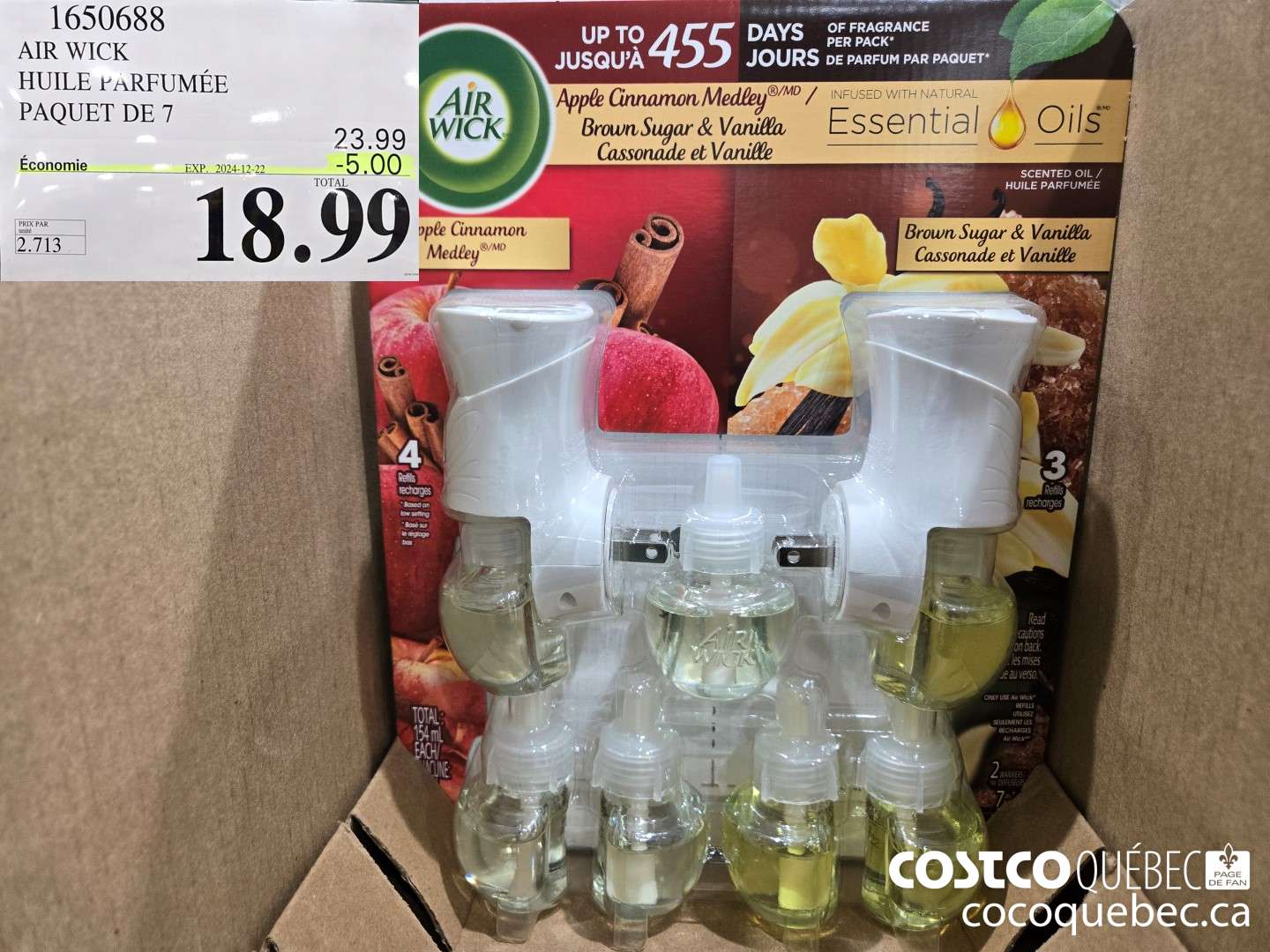 1650688 AIR WICK HUILE PARFUMEE PAQUET DE 7 ($5.00 INSTANT SAVINGS EXPIRES ON 2024-12-22) $18.99
