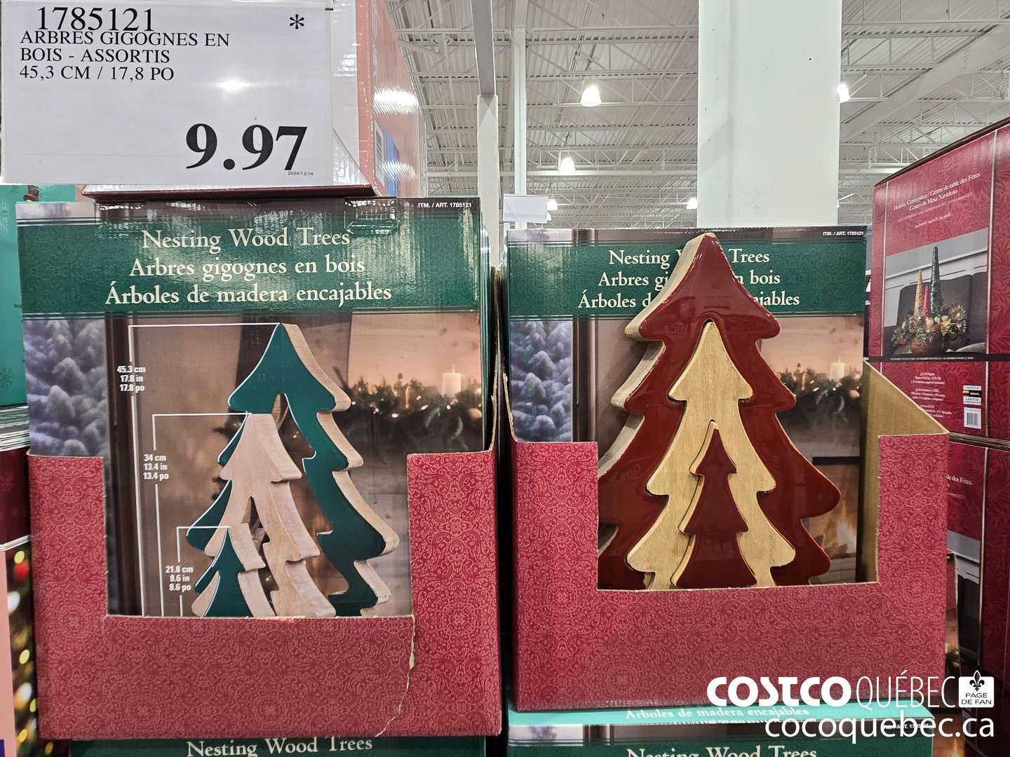 1785121 ARBRES GIGOGNES EN BOIS - ASSORTIS 45,3 CM / 17,8 PO  $9.97