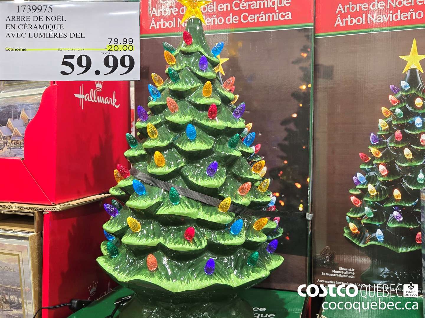 1739975 ARBRE DE NOEL EN CERAMIQUE AVEC LUMIERES DEL  ($20.00 INSTANT SAVINGS EXPIRES ON 2024-12-15) $59.99