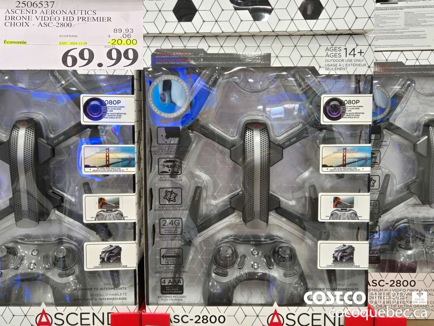 2506537 ASCEND AERONAUTICS DRONE VIDEO HD PREMIER CHOIX - ASC-2800 ($20.00 INSTANT SAVINGS EXPIRES ON 2024-12-29) $89.99