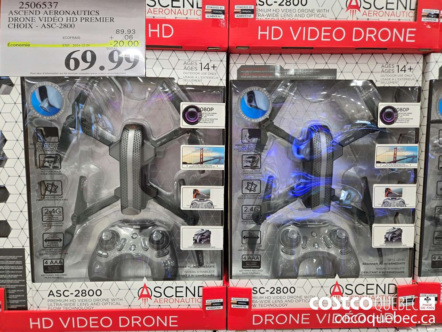 2506537 ASCEND AERONAUTICS DRONE VIDEO HD PREMIER CHOIX - ASC-2800 2024-12-24 ($20.00 INSTANT SAVINGS) $89.99