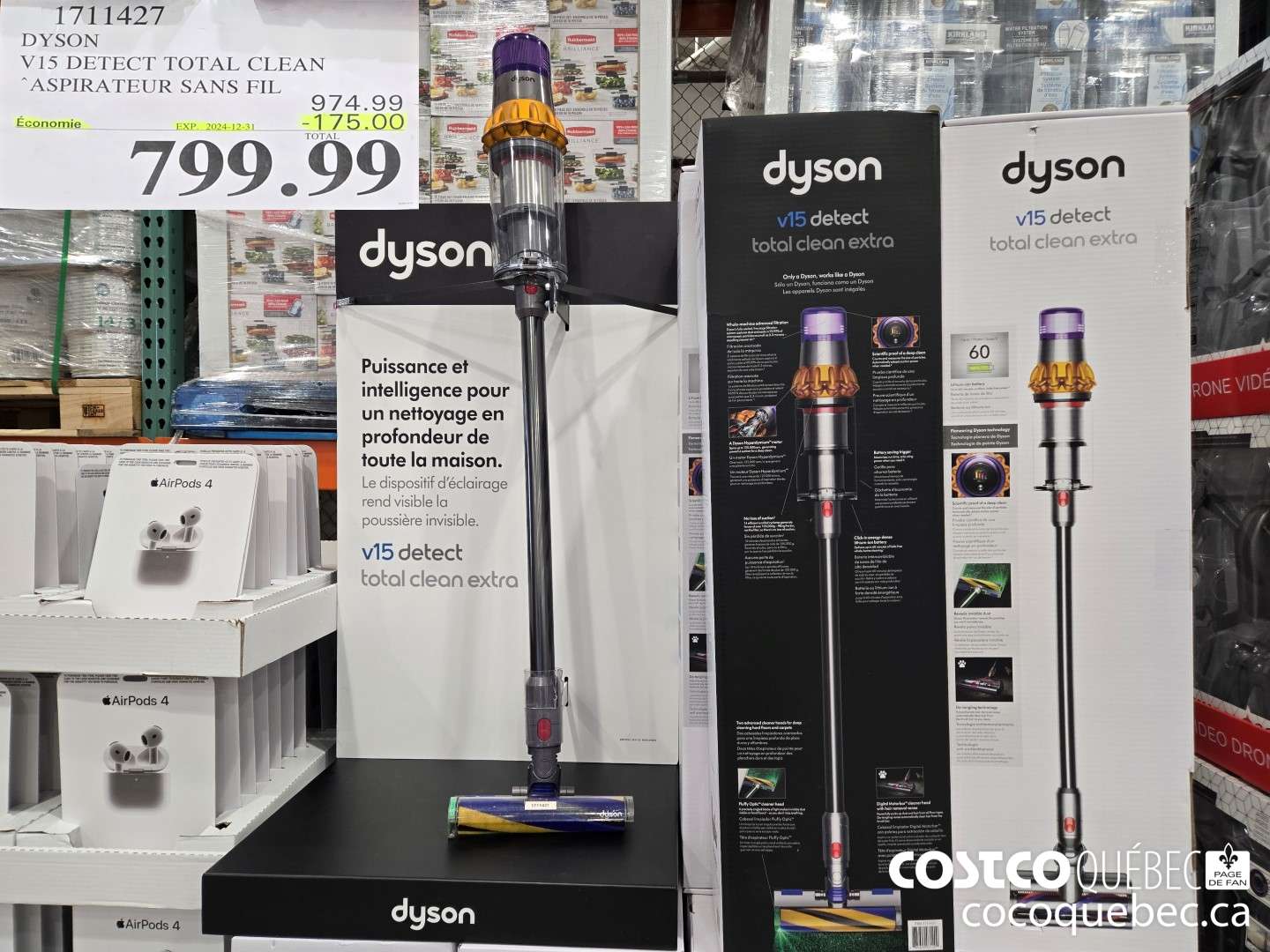 1711427 ASPIRATEUR-BALAI DYSON V15 DETECT CLEAN SANS FIL  ($200.00 INSTANT SAVINGS EXPIRES ON 2024-12-31) $799.99
