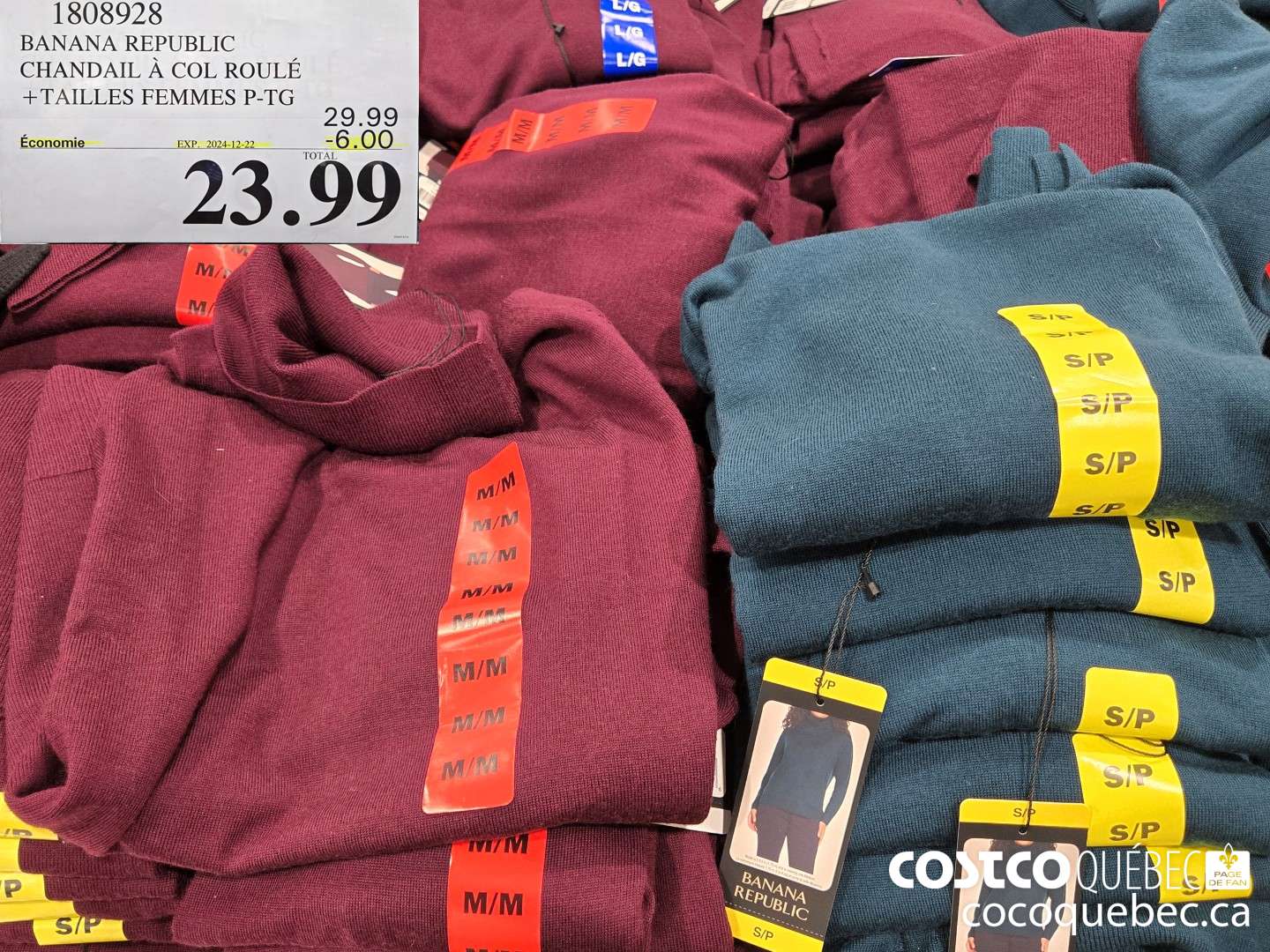 1808928 BANANA REPUBLIC CHANDAIL A COL ROULE +TAILLES FEMMES P-TG  ($6.00 INSTANT SAVINGS EXPIRES ON 2024-12-22) $23.99