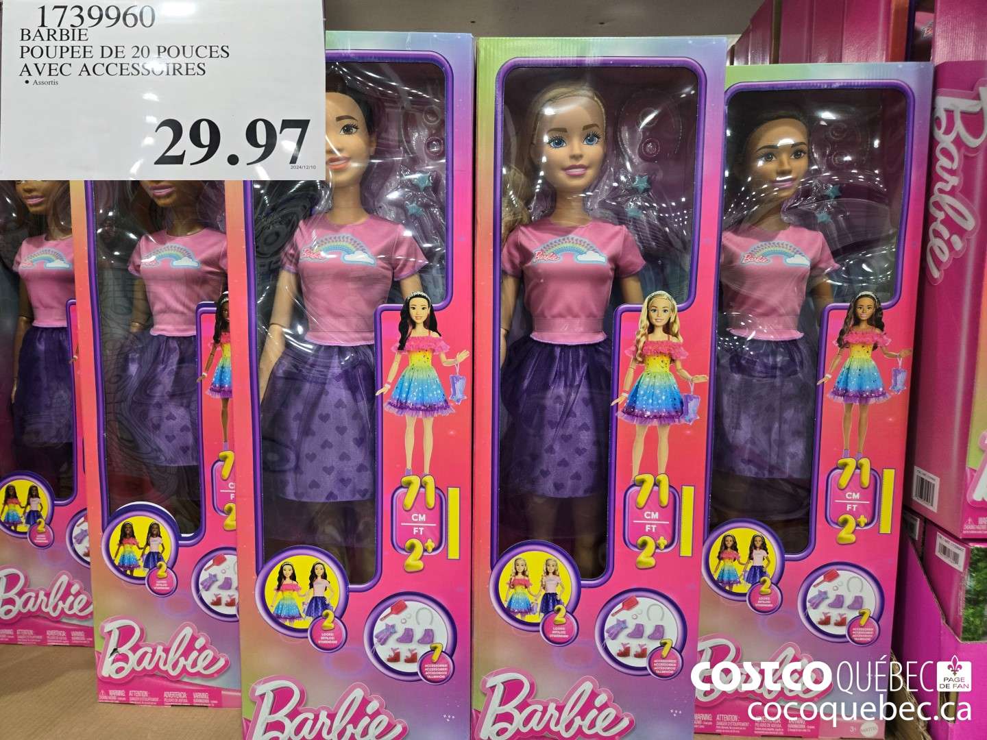 1739960 BARBIE POUPEE DE 20 POUCES AVEC ACCESSOIRES  $29.97