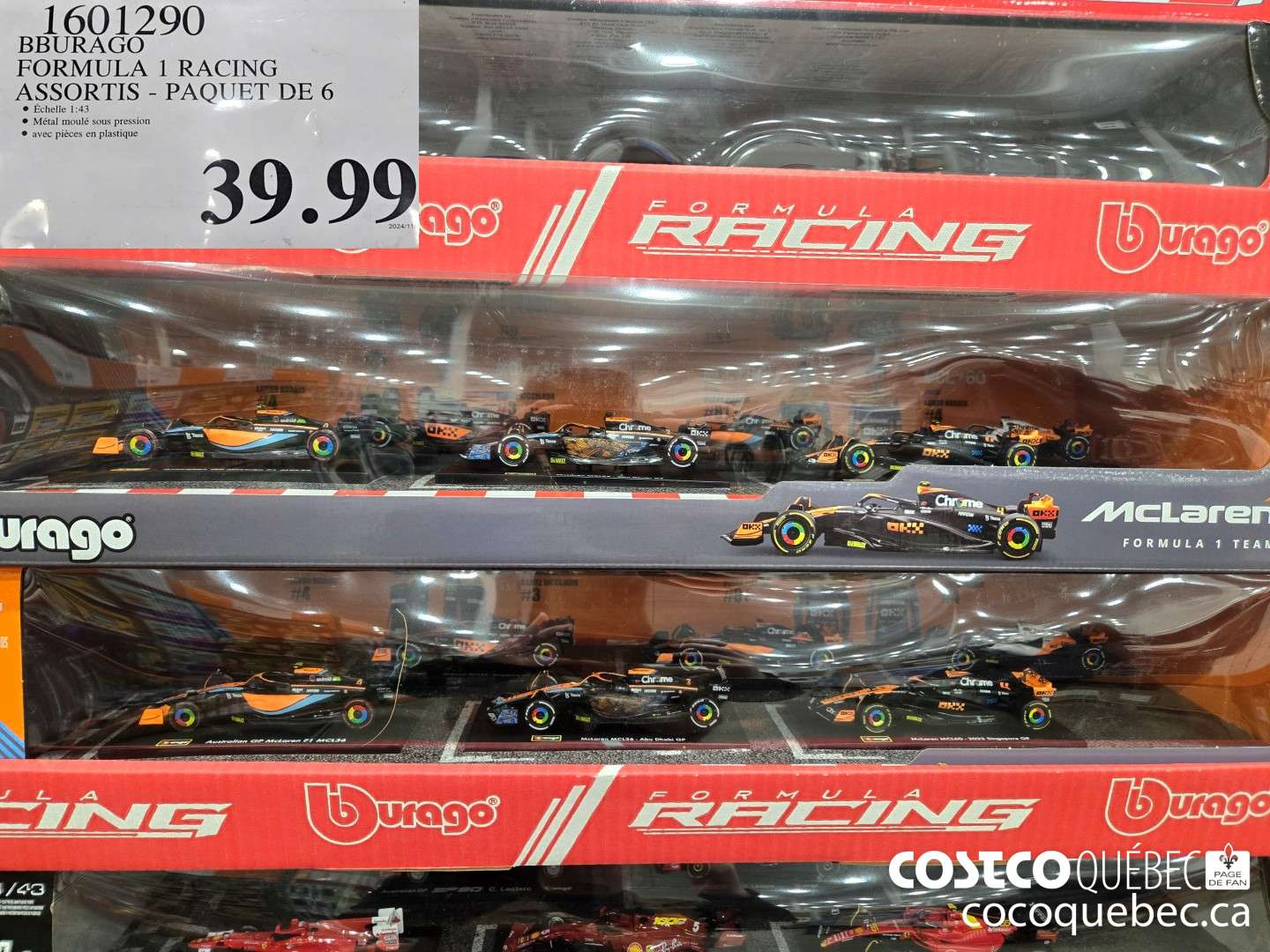 1601290 BBURAGO FORMULA 1 RACING ASSORTIS - iPAQUET DE 6  $39.99