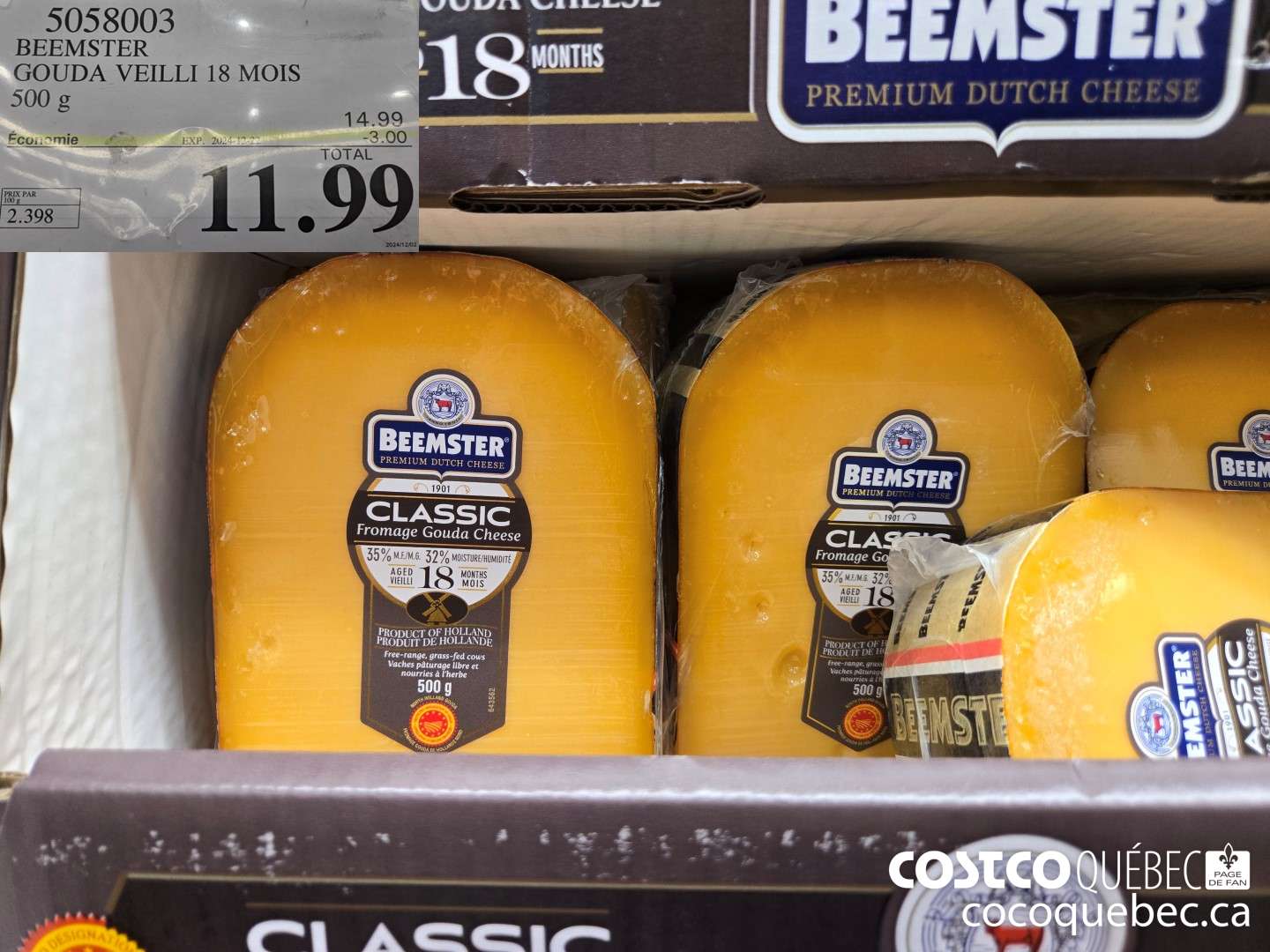 5058003 BEEMSTER GOUDA HOLLANDAIS 500 g ($3.00 INSTANT SAVINGS EXPIRES ON 2024-12-22) $11.99