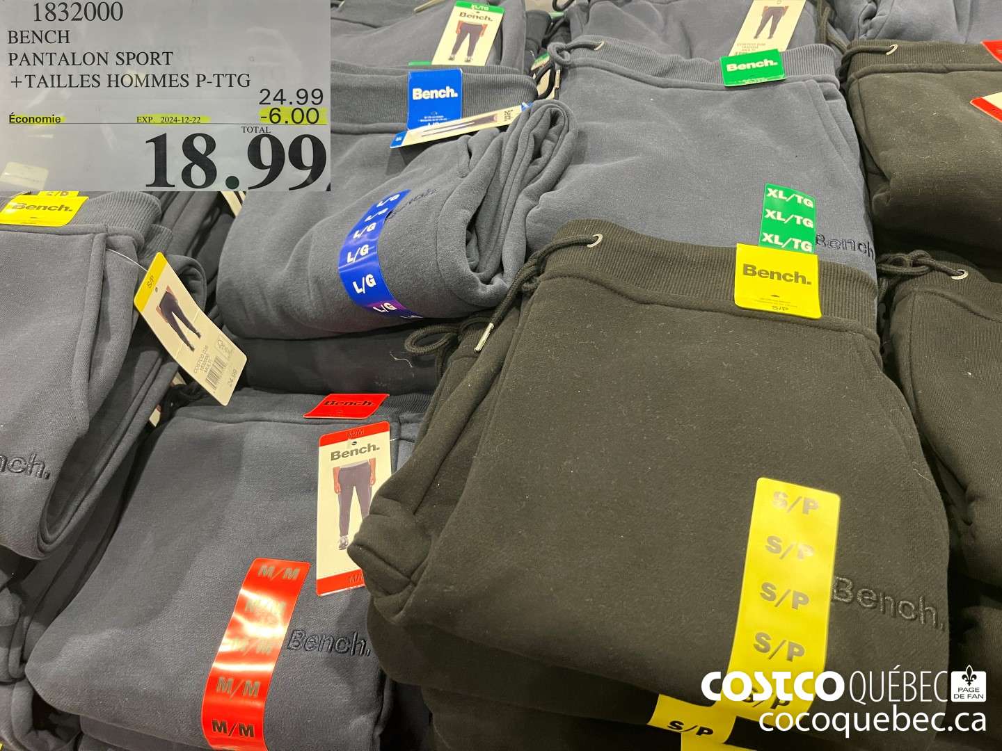 1832000 BENCH PANTALON SPORT  ($6.00 INSTANT SAVINGS EXPIRES ON 2024-10-09) $18.99